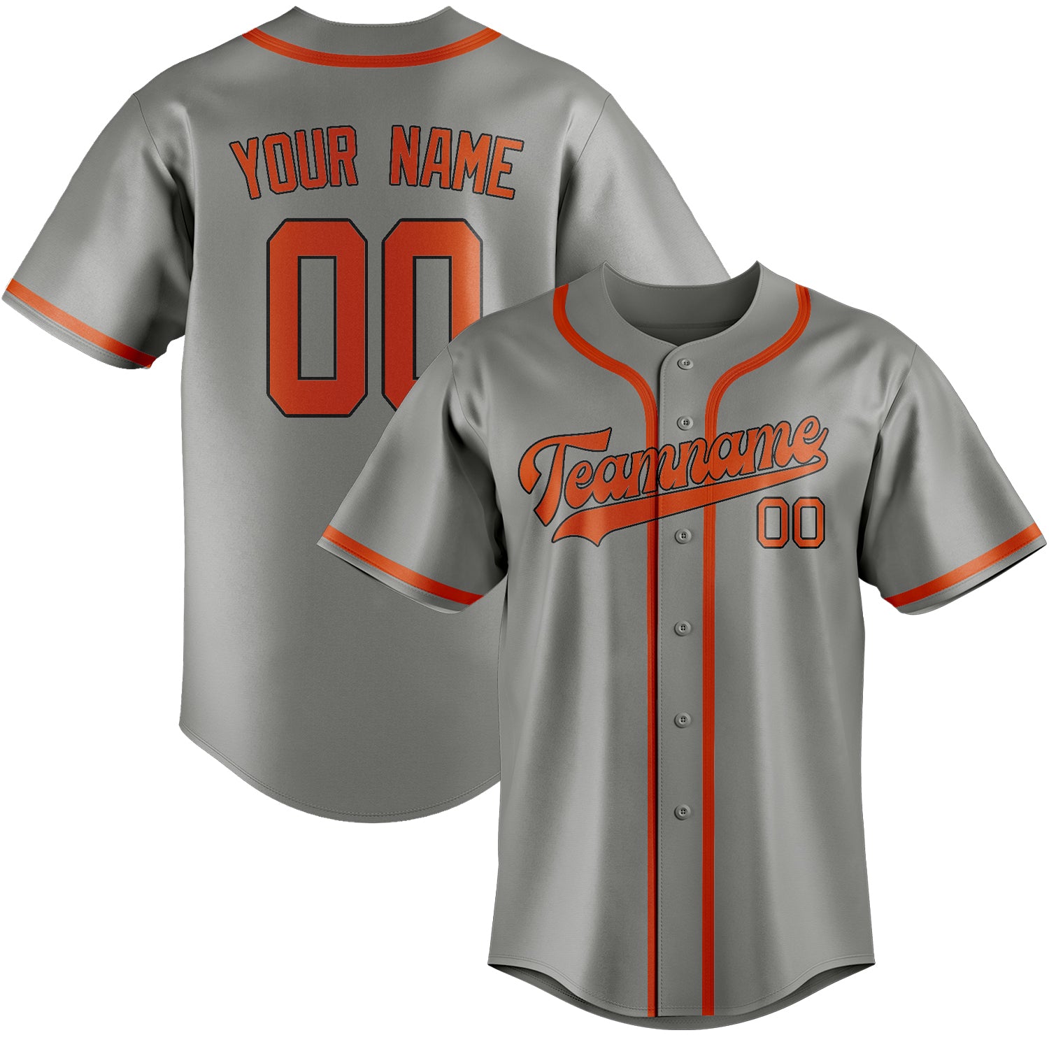 Custom Gray Orange Red Baseball Jersey