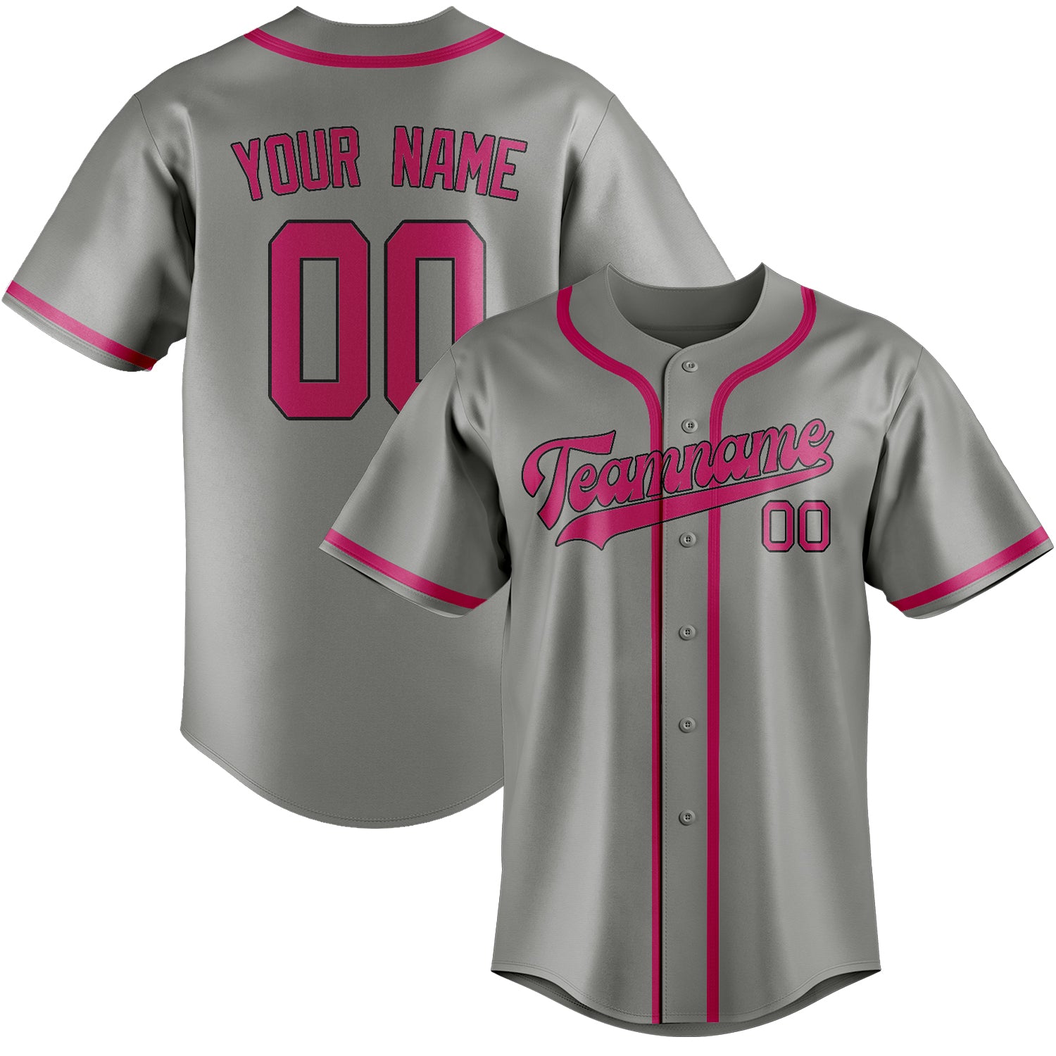 Custom Gray Pink Baseball Jersey