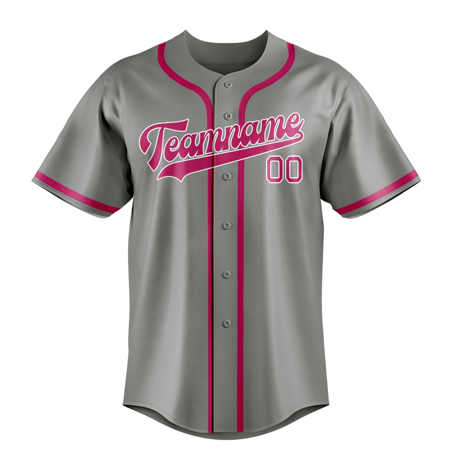 Custom Gray Pink Baseball Jersey