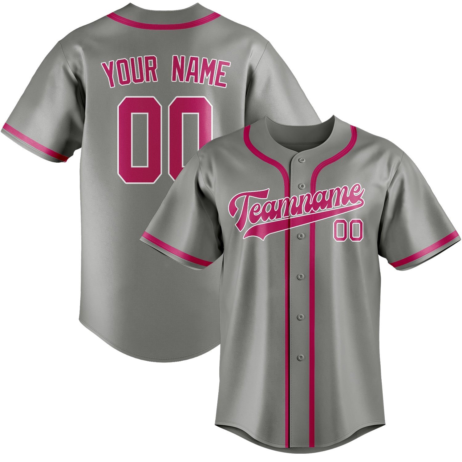 Custom Gray Pink Baseball Jersey