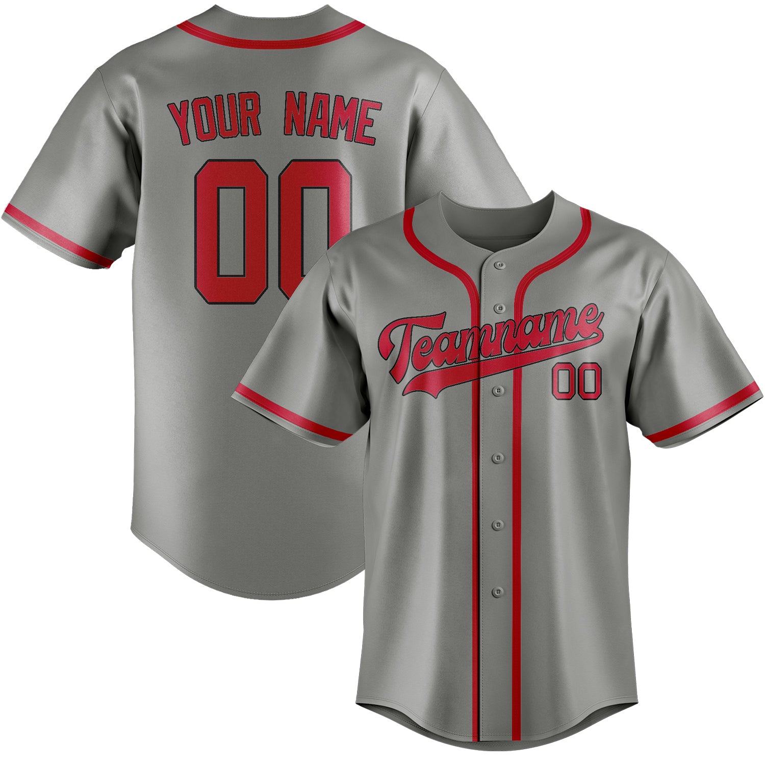 Custom Gray Red Baseball Jersey