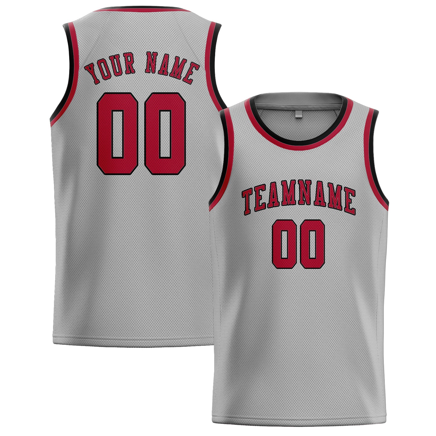 Custom Gray Red Basketball Jersey