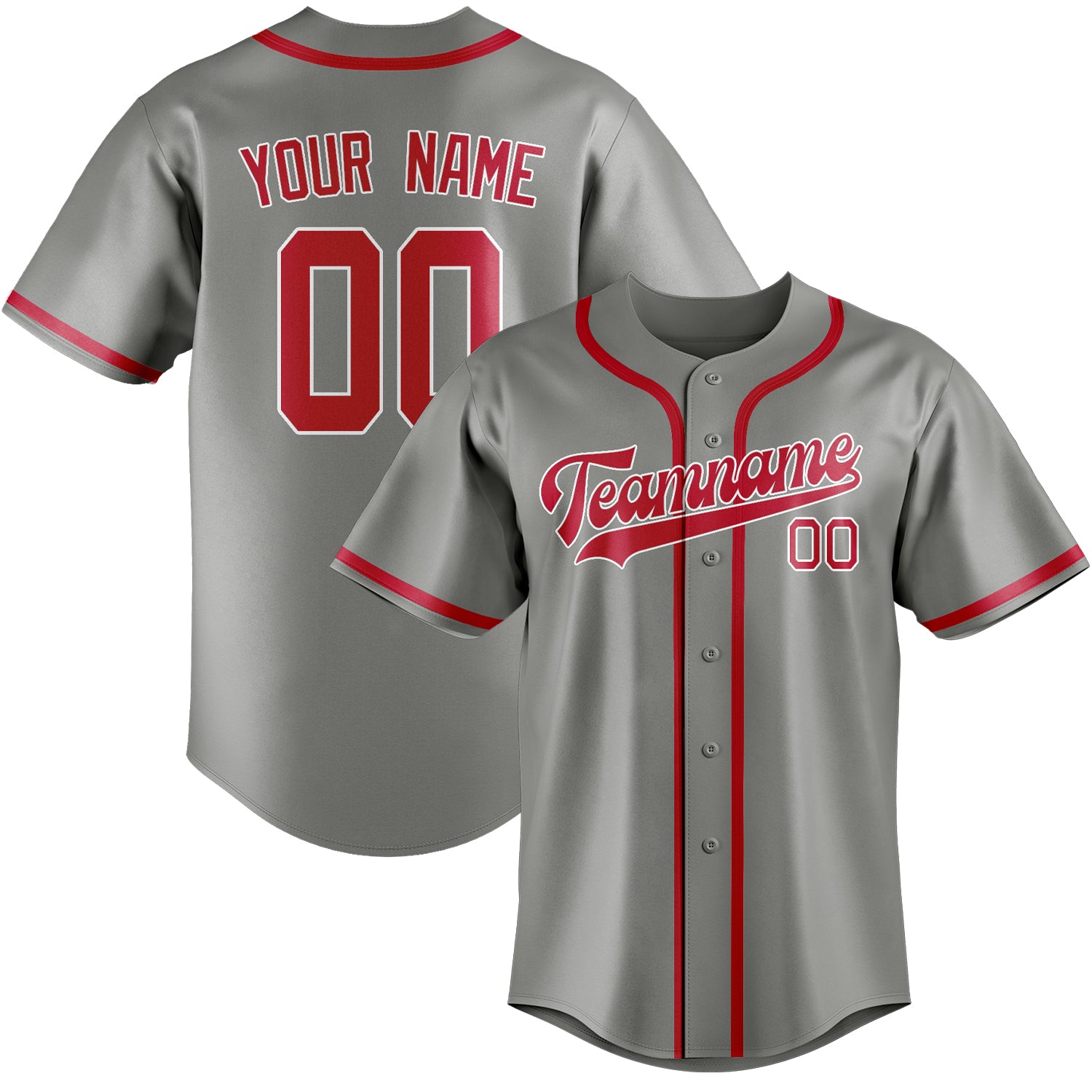 Custom Gray Red Baseball Jersey
