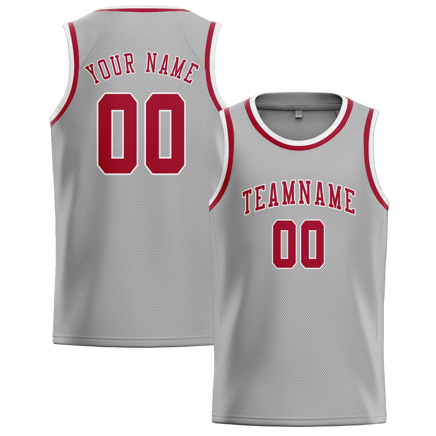 Custom Gray Red Basketball Jersey