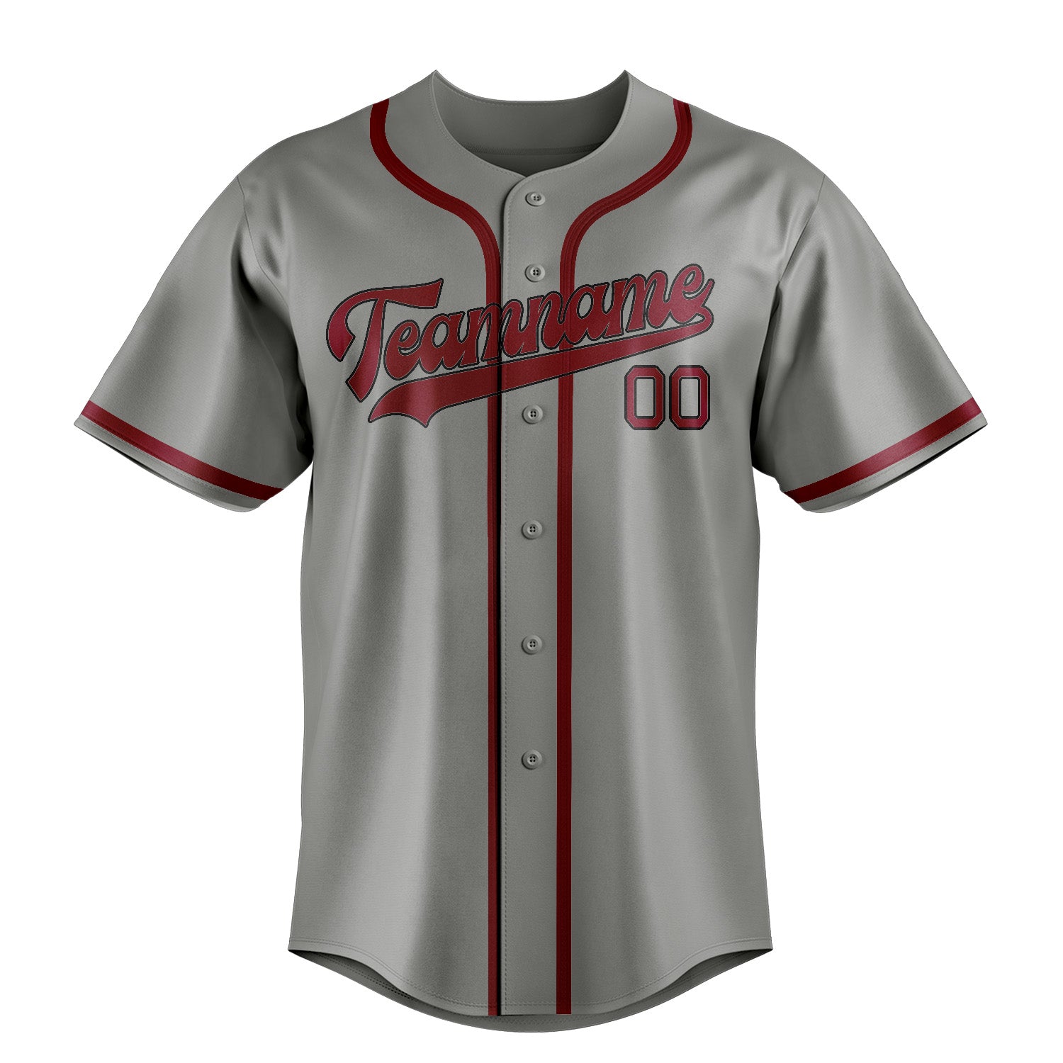 Custom Gray Crimson Red Baseball Jersey