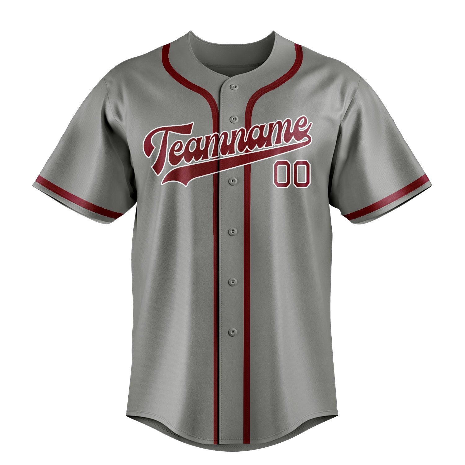 Custom Gray Crimson Red Baseball Jersey