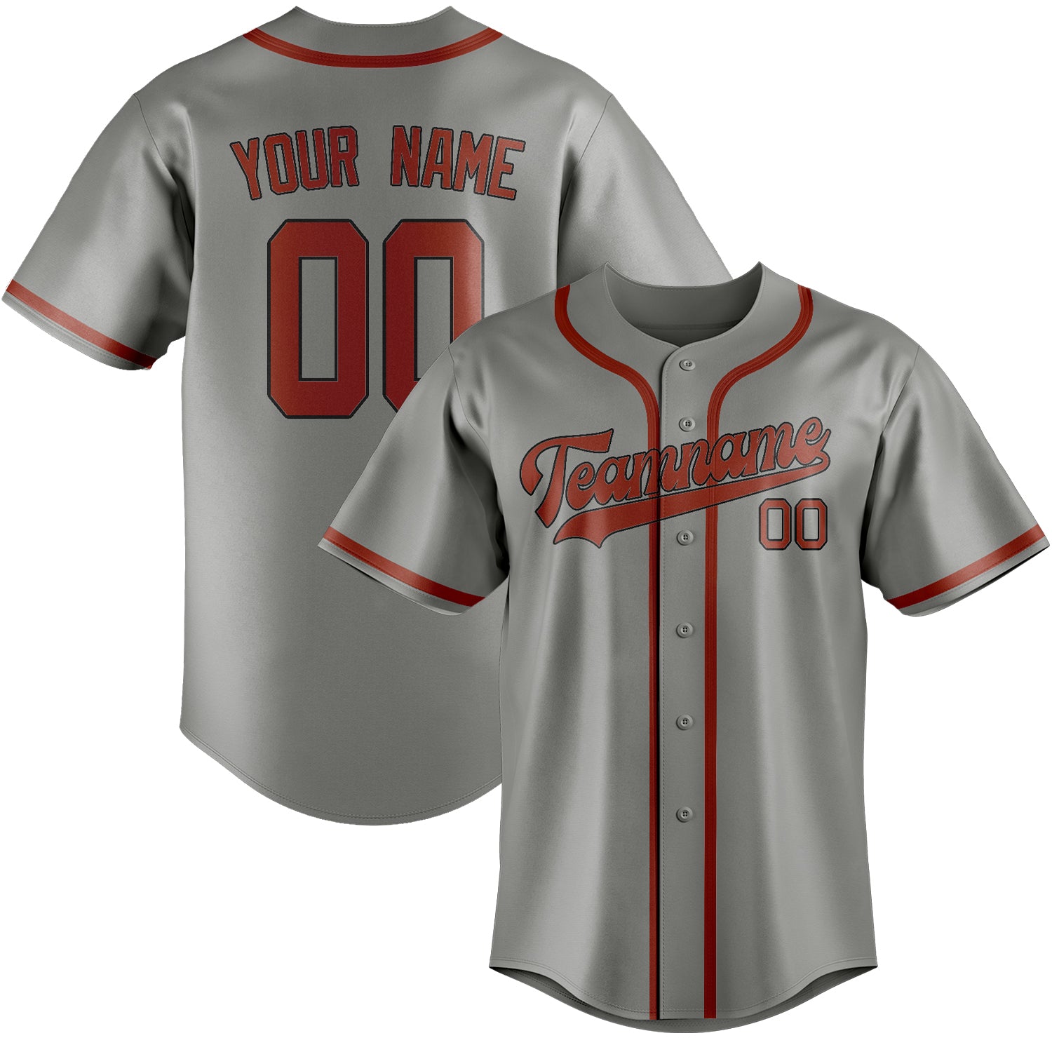 Custom Gray Coral Red Baseball Jersey