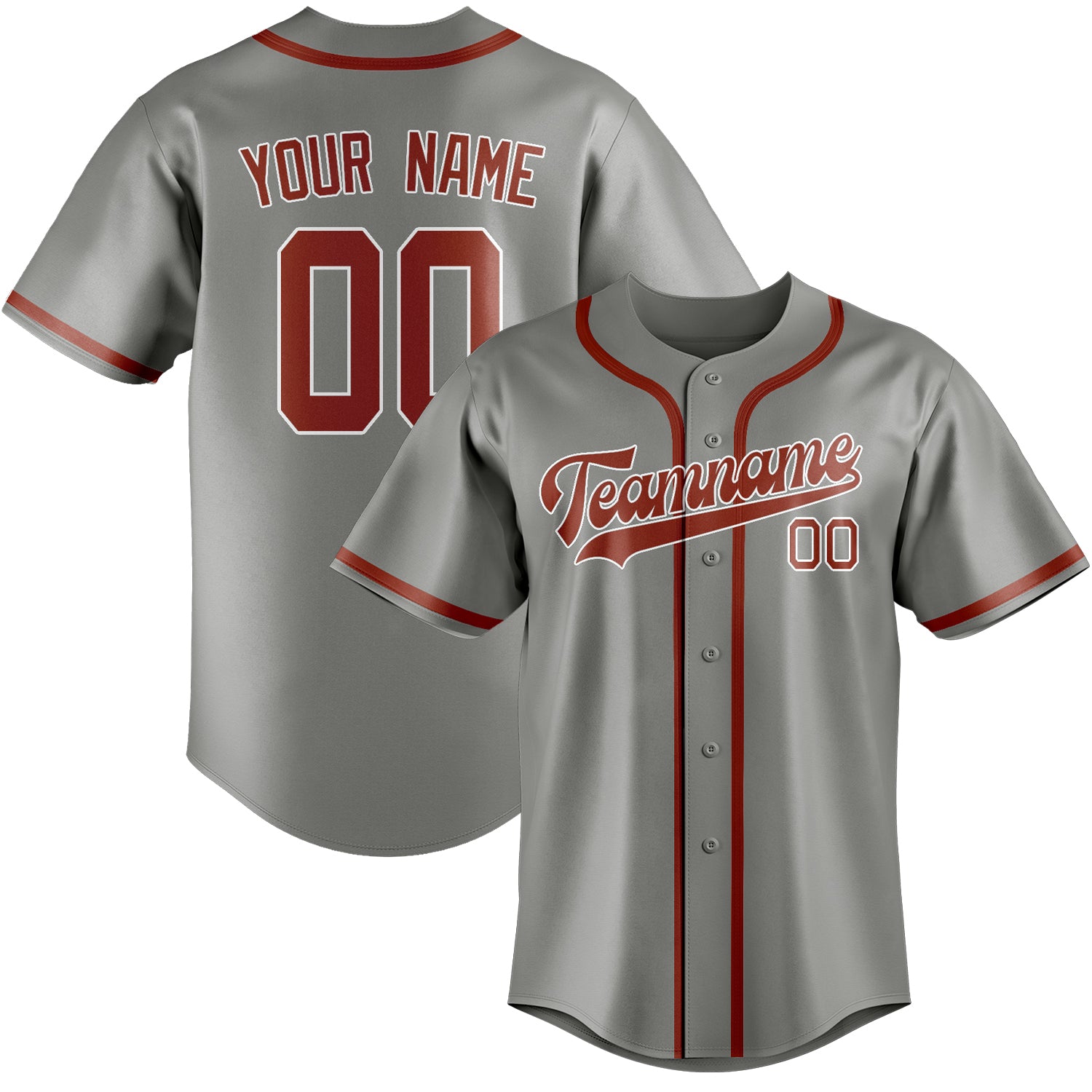Custom Gray Coral Red Baseball Jersey