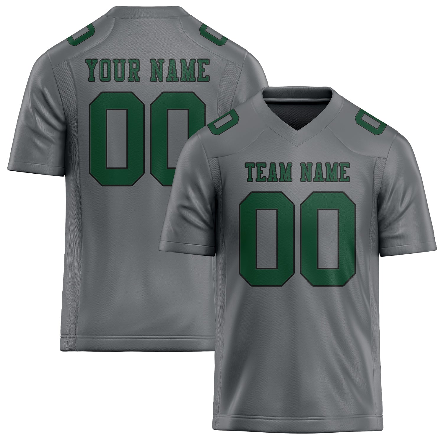 Custom Gray Green Football Jersey