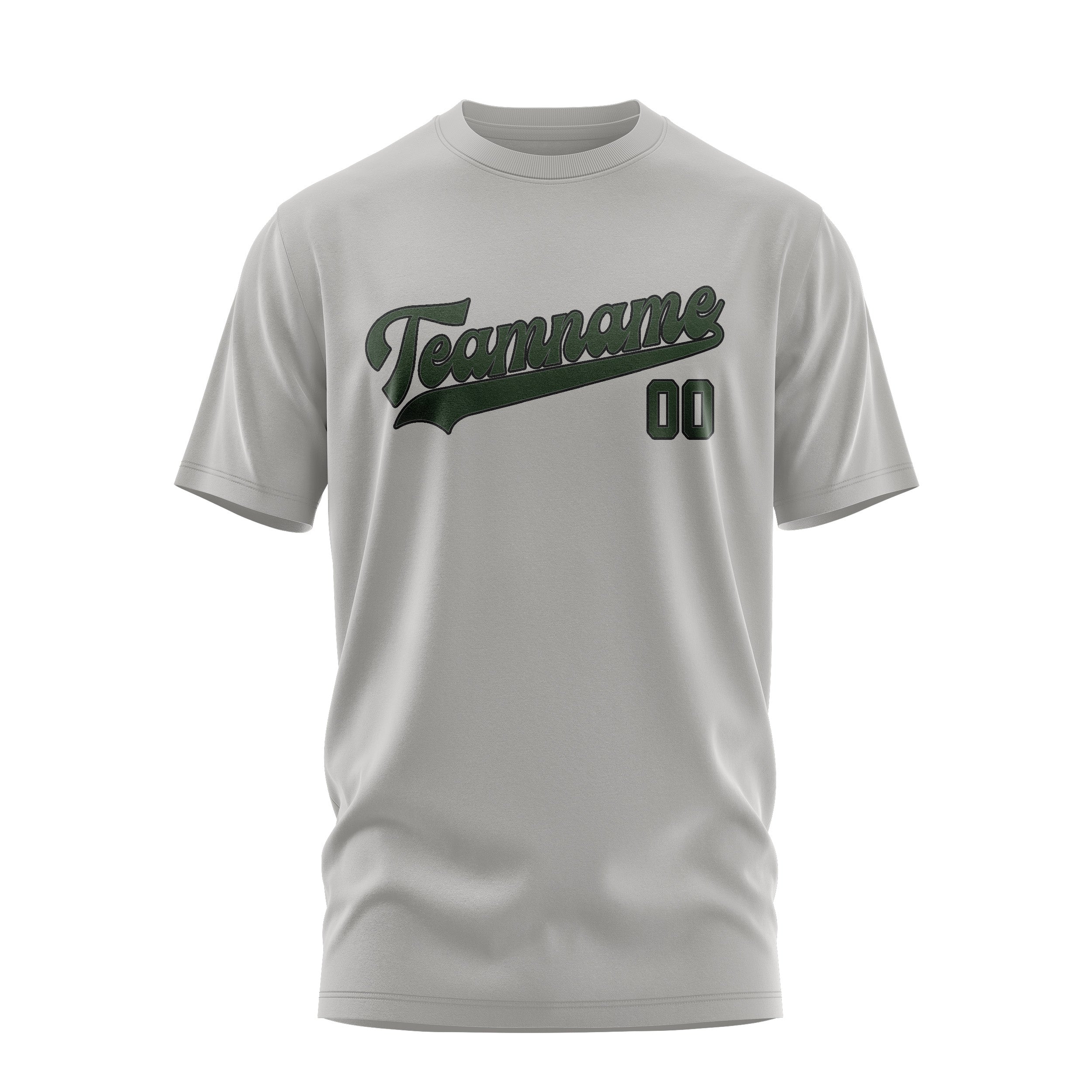 Custom Gray Dark Green T-Shirt