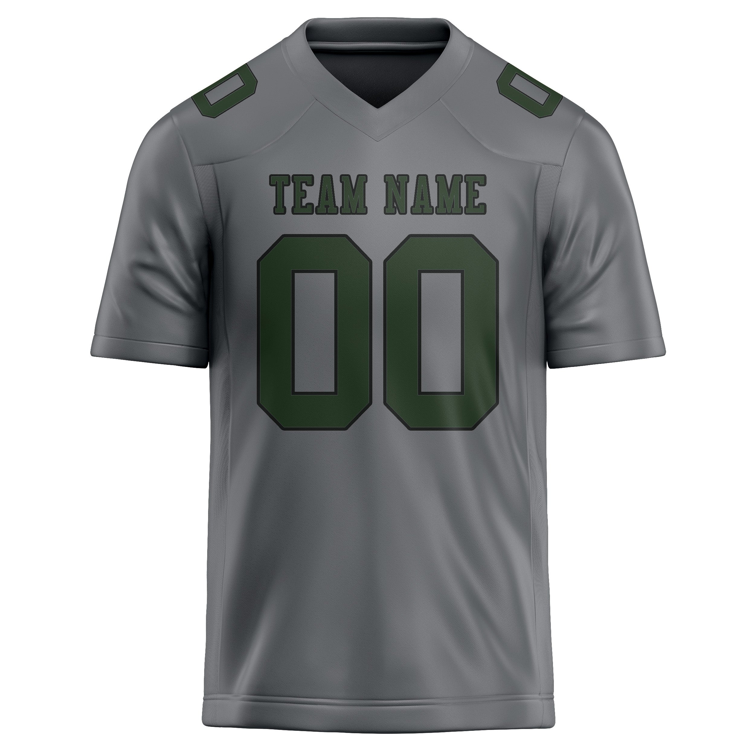 Custom Gray Dark Green Football Jersey