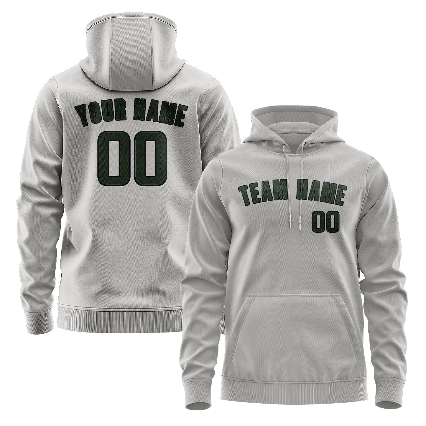 Custom Gray Dark Green Hoodie