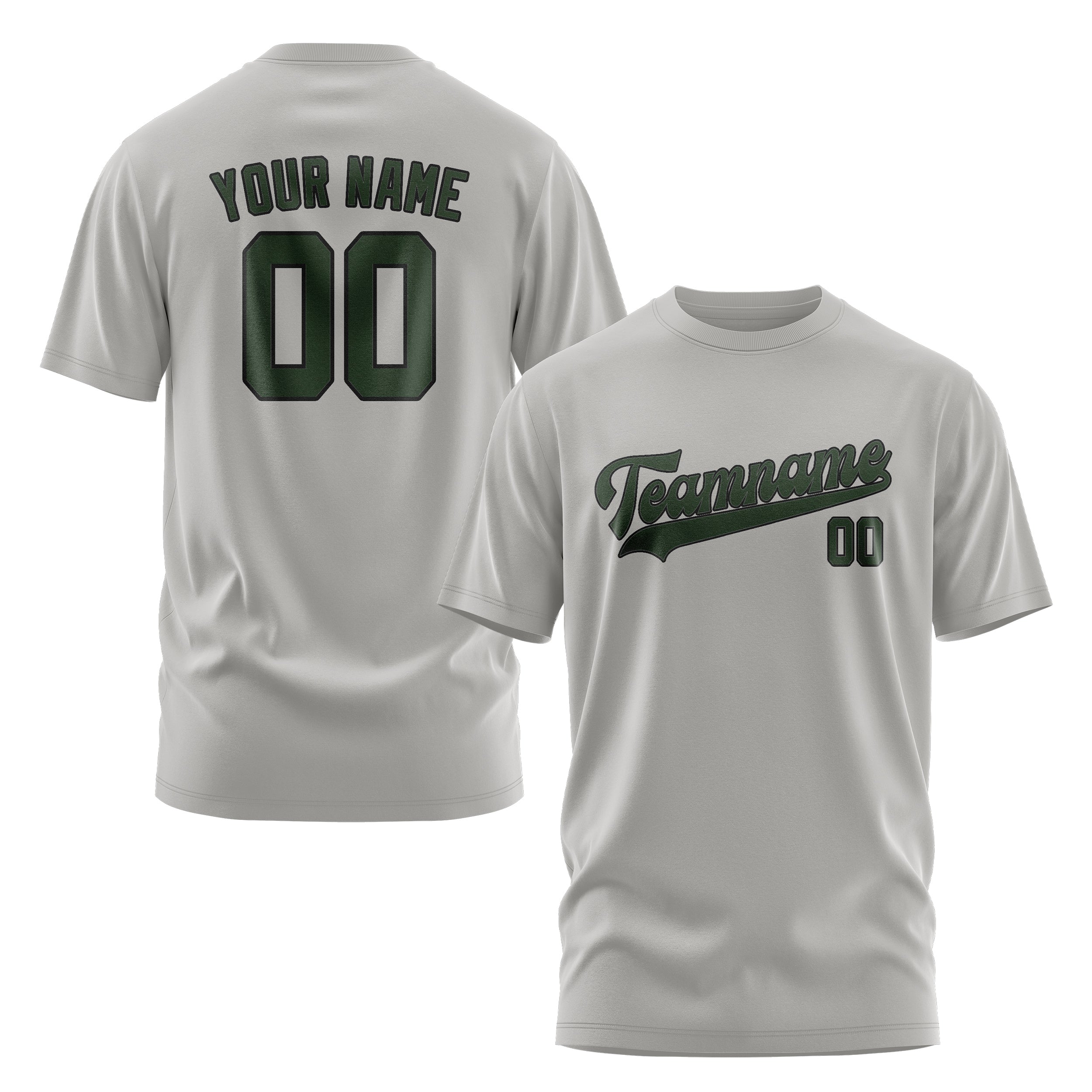 Custom Gray Dark Green T-Shirt