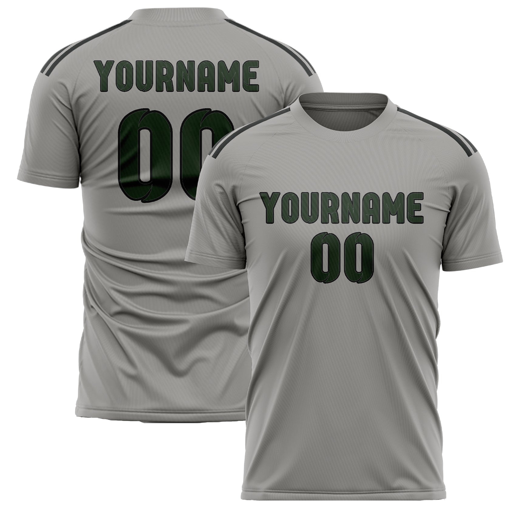 Custom Gray Dark Green Soccer Jersey
