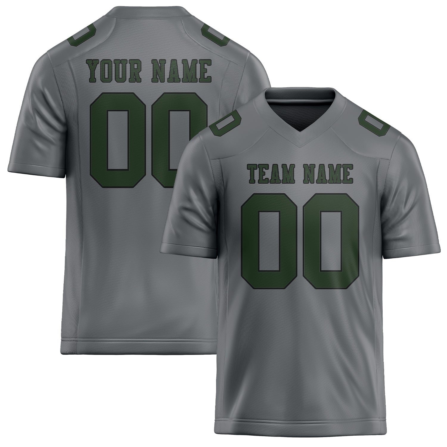 Custom Gray Dark Green Football Jersey