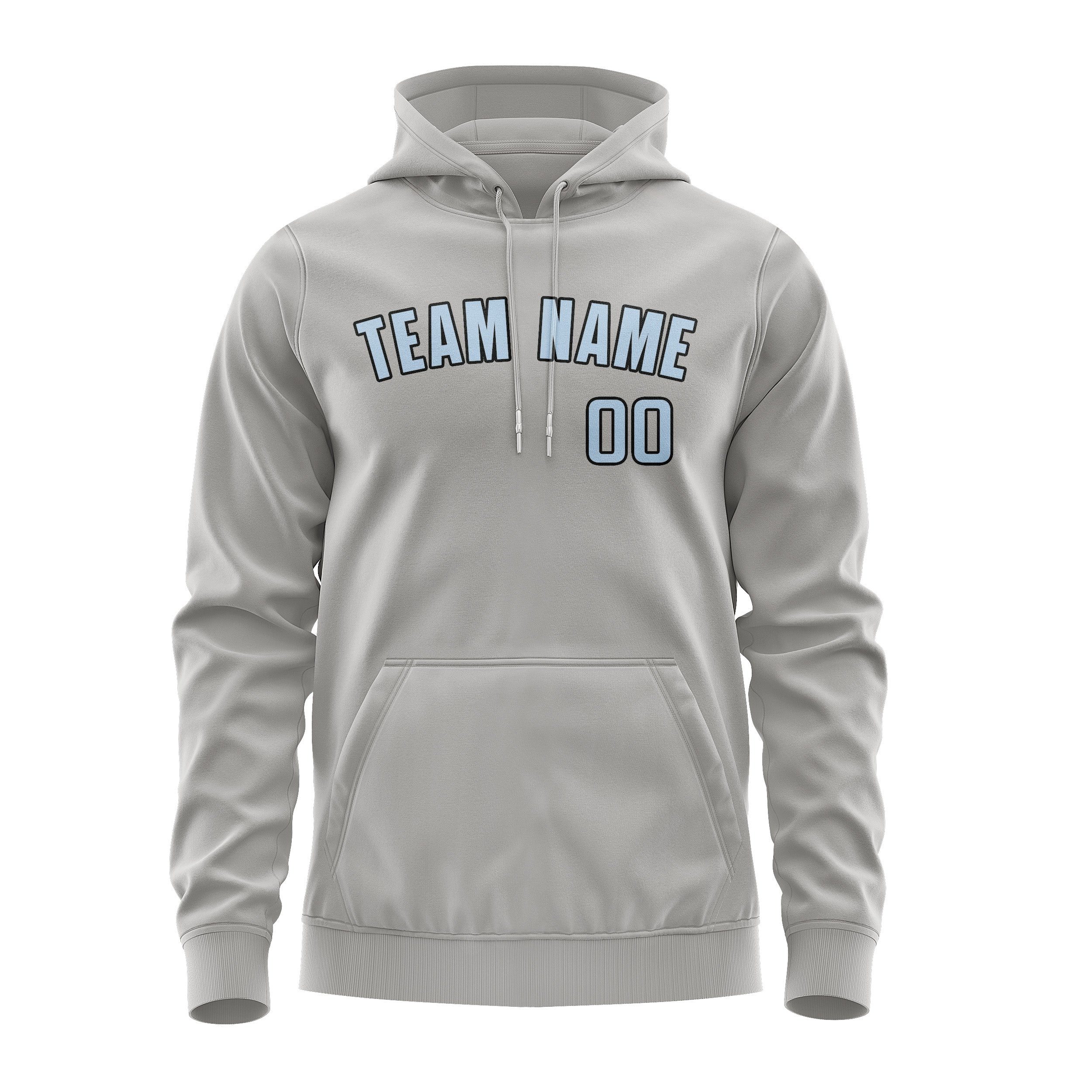 Custom Gray Light Blue Hoodie