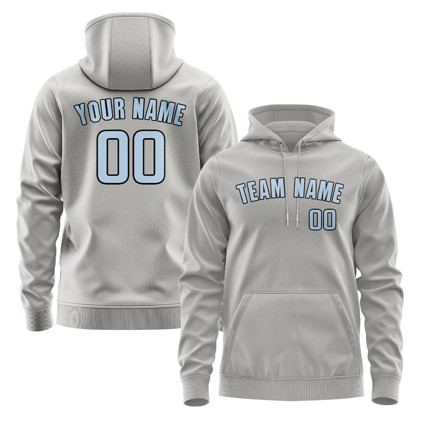 Custom Gray Light Blue Hoodie