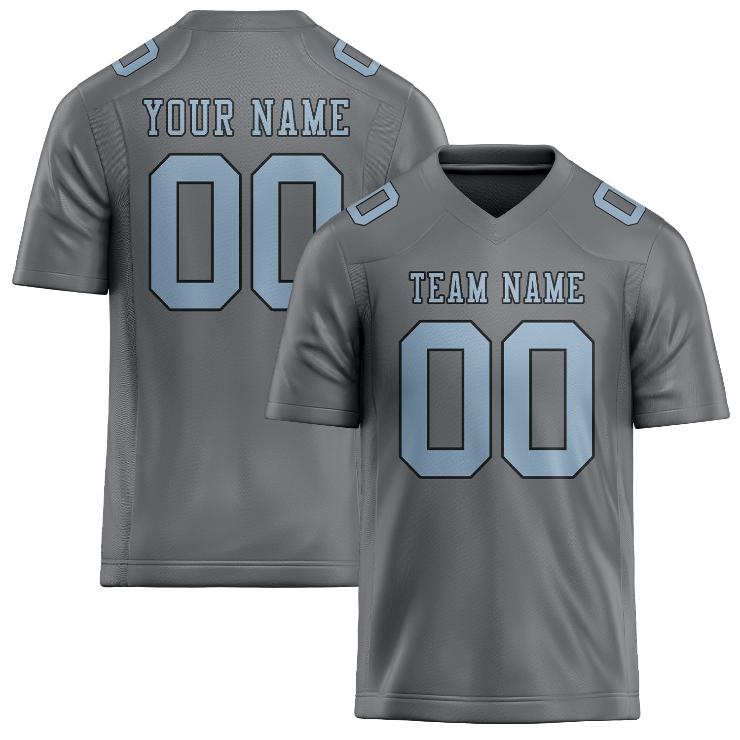 Custom Gray Light Blue Football Jersey