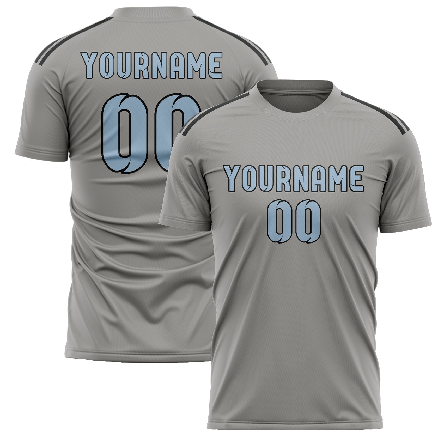 Custom Gray Light Blue Soccer Jersey