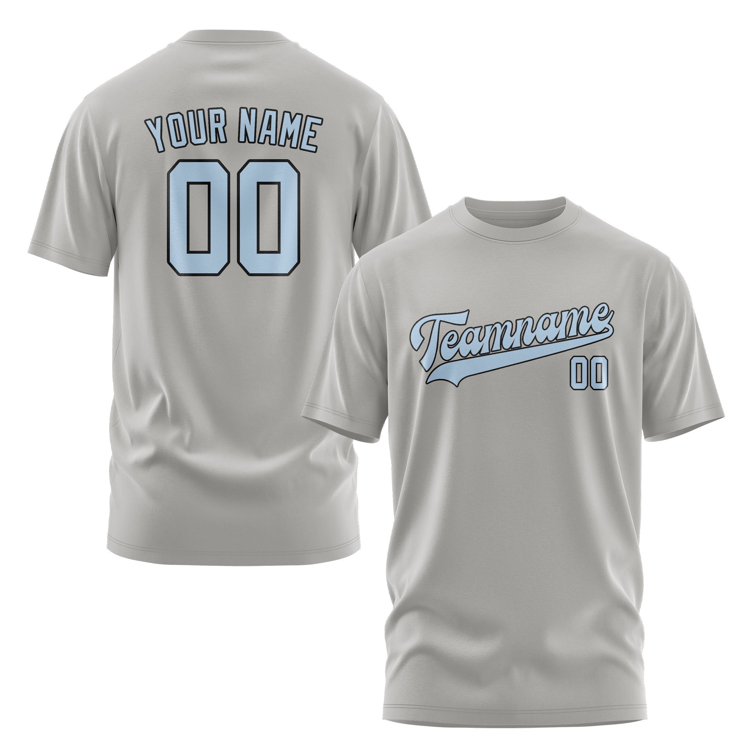 Custom Gray Light Blue T-Shirt