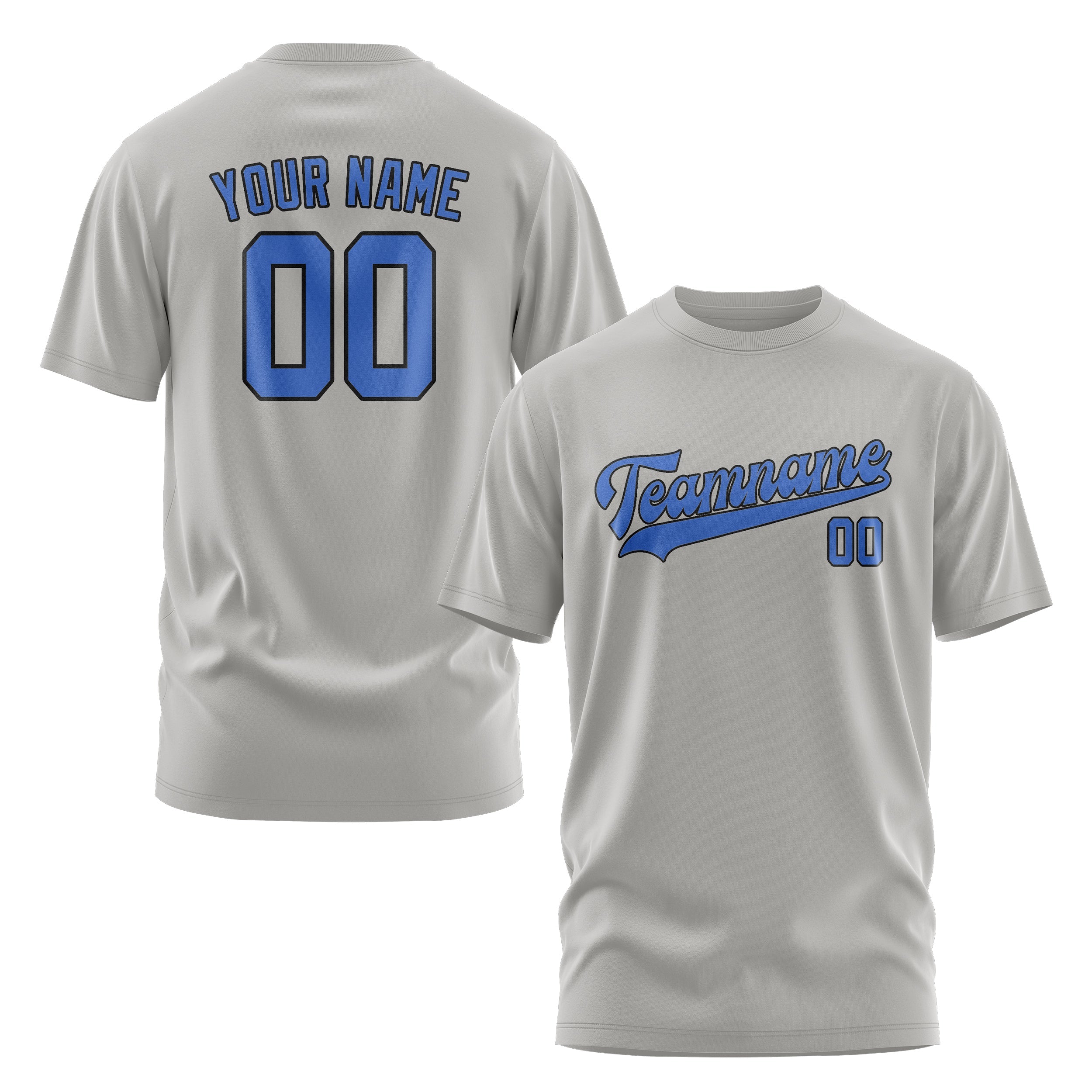 Custom Gray Sky Blue T-Shirt