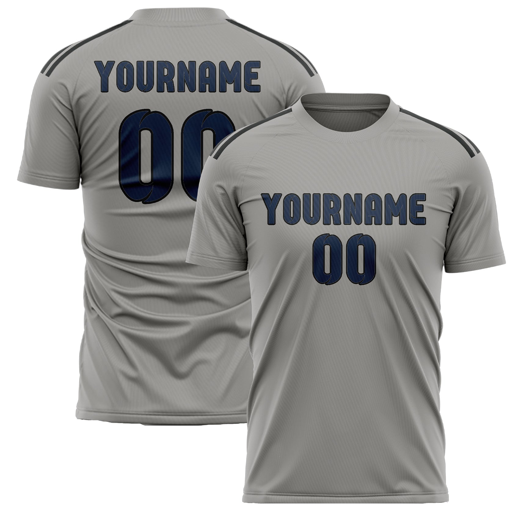 Custom Gray Blue Soccer Jersey