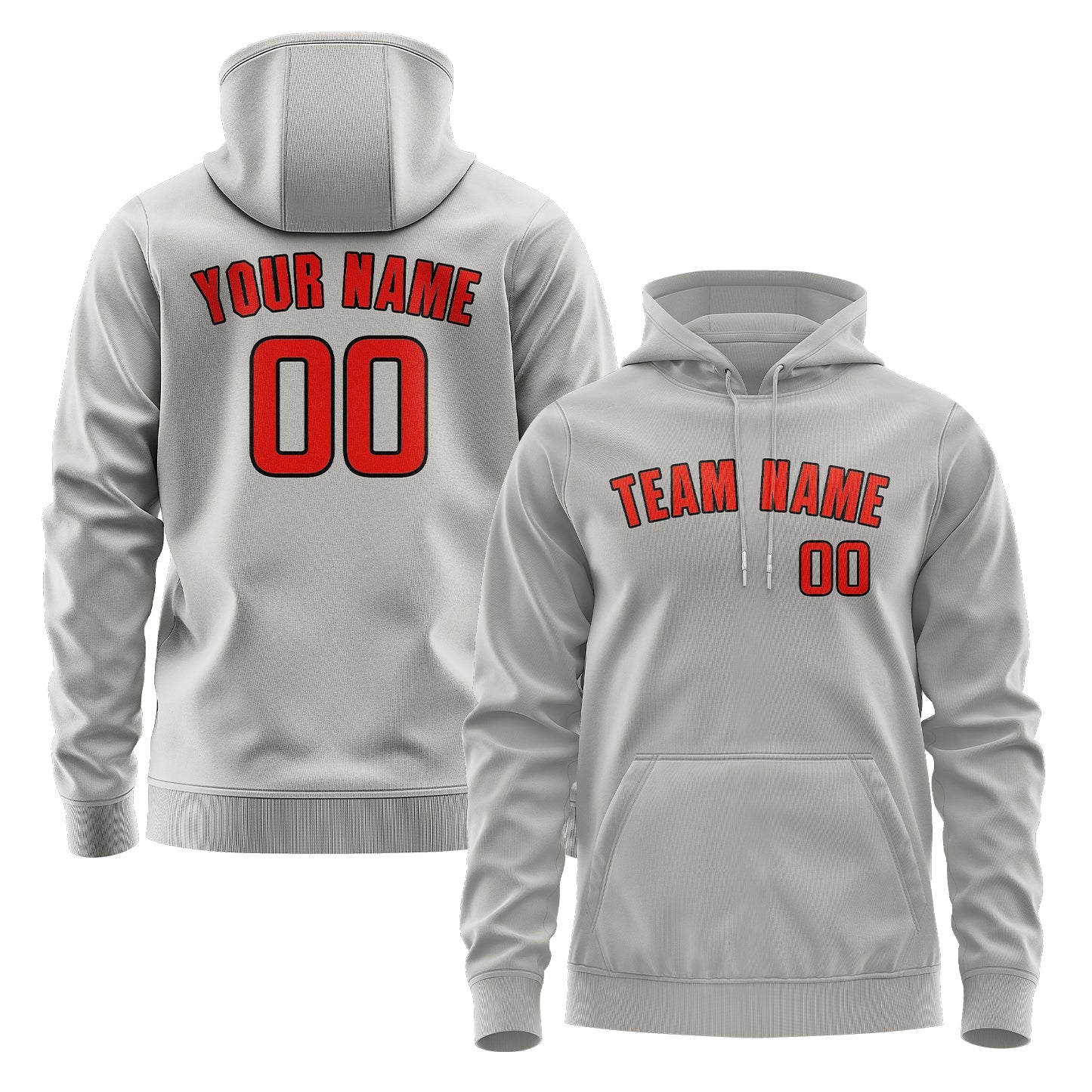 Custom Gray Orange Red Hoodie