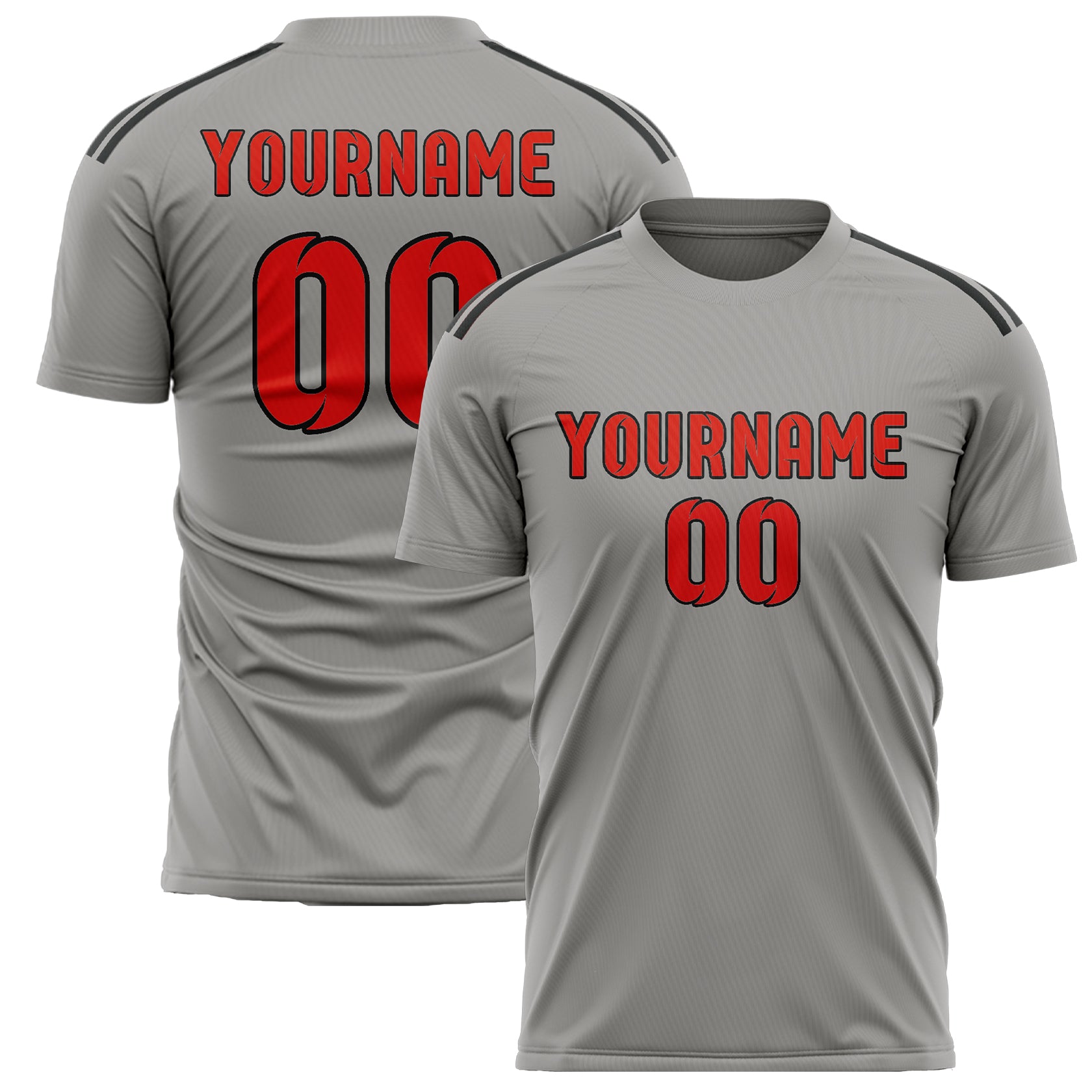 Custom Gray Orange Red Soccer Jersey