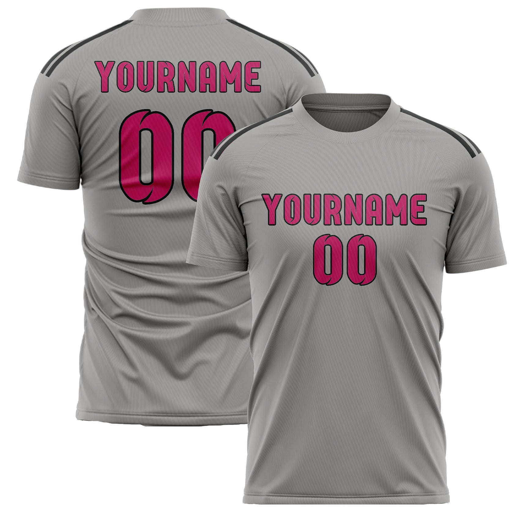 Custom Gray Pink Soccer Jersey