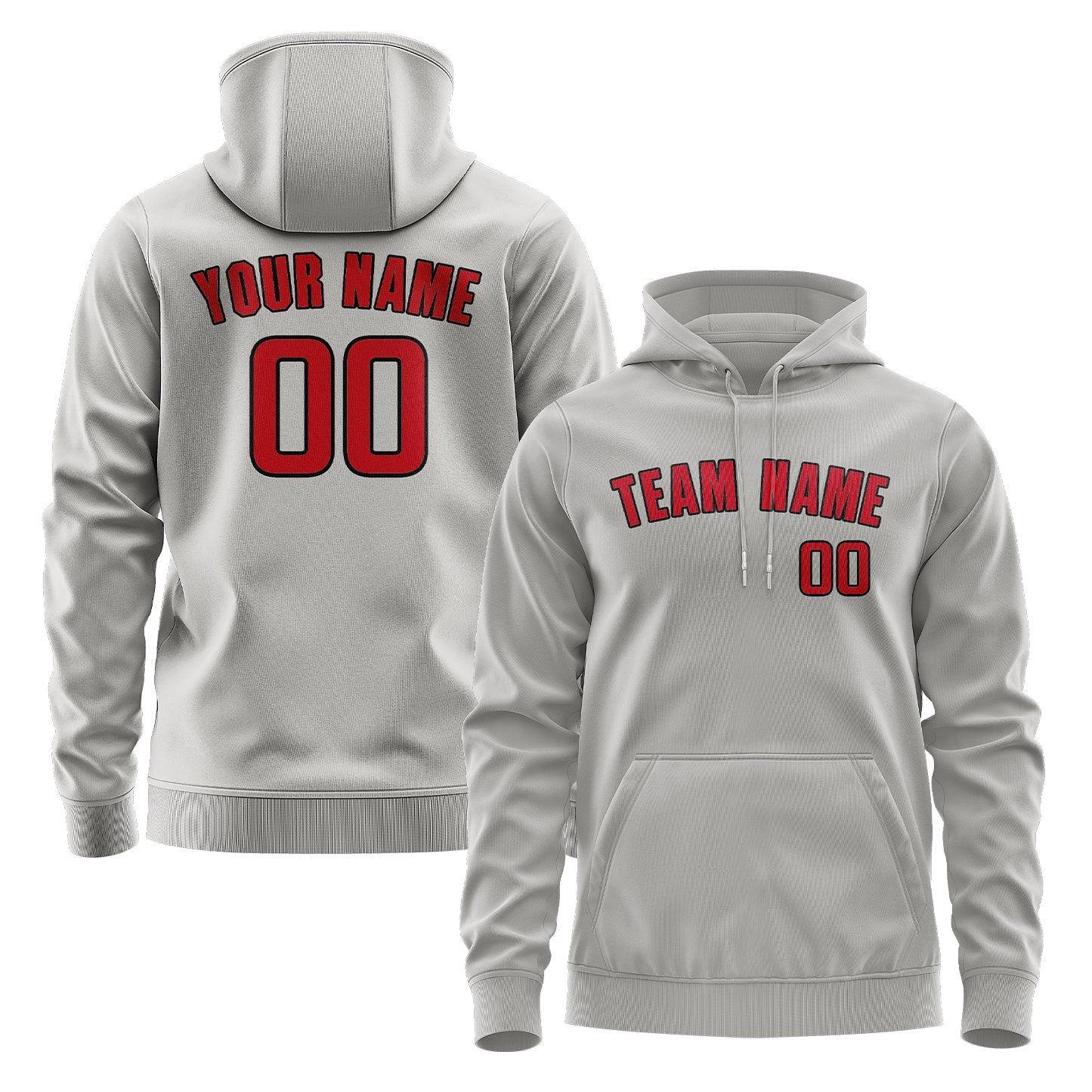 Custom Gray Red Hoodie
