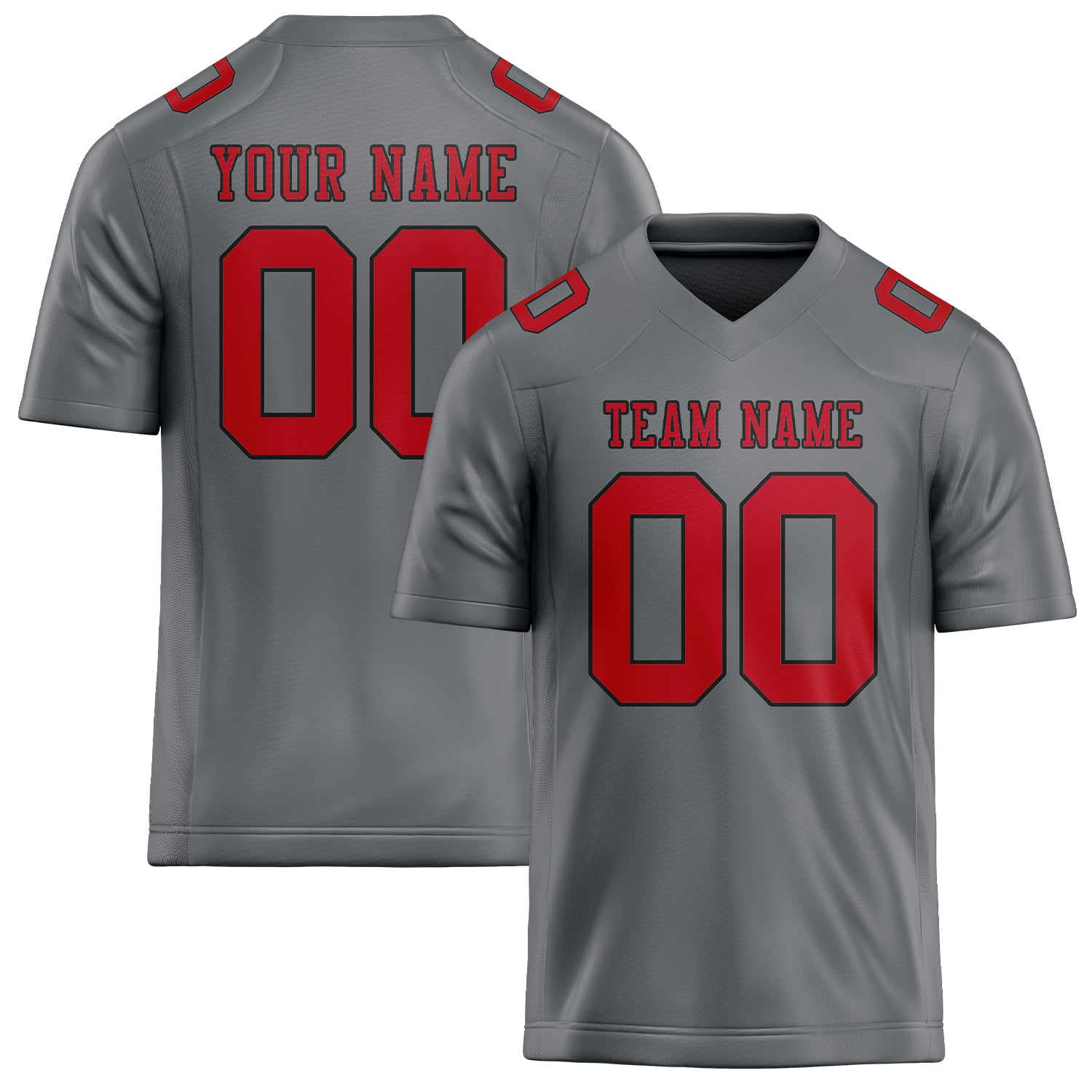 Custom Gray Red Football Jersey