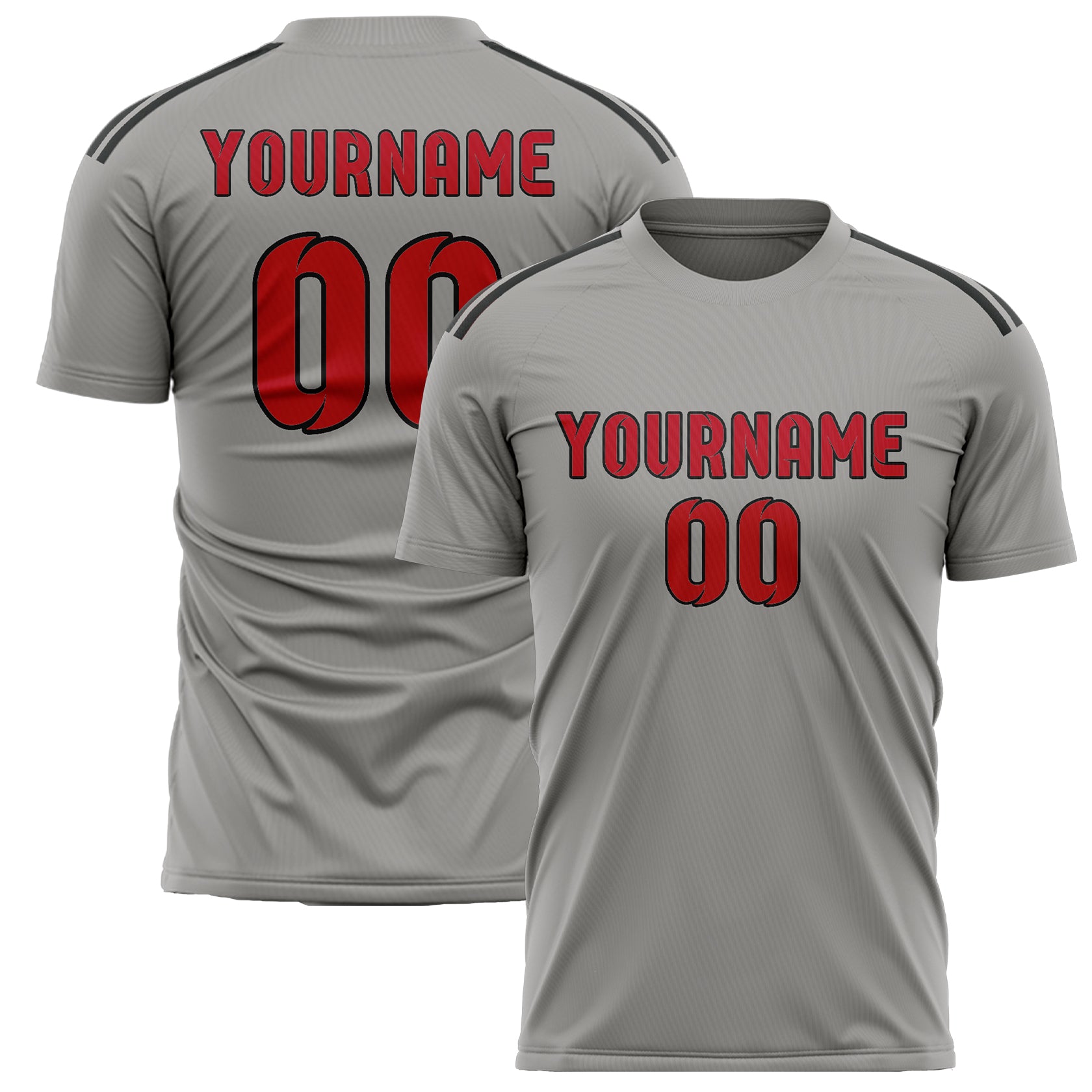 Custom Gray Red Soccer Jersey