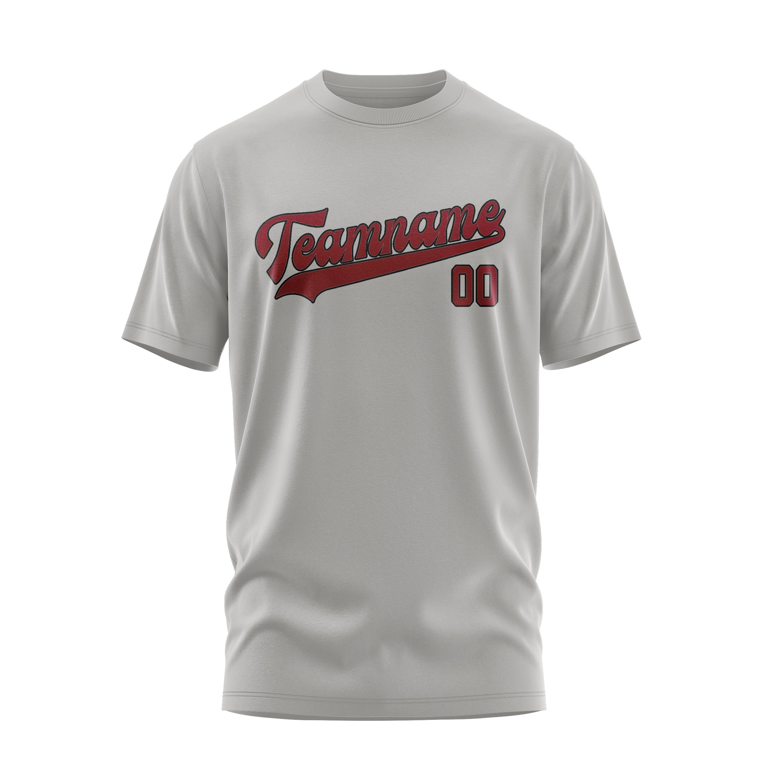 Custom Gray Crimson Red T-Shirt