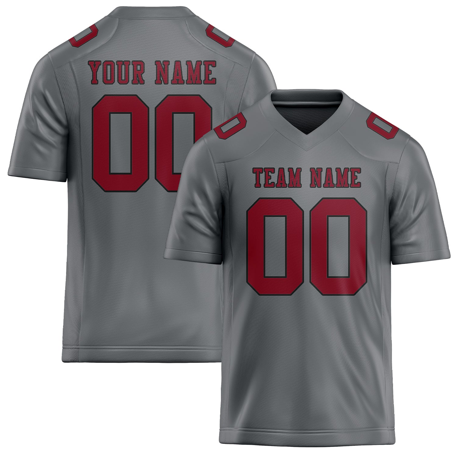Custom Gray Crimson Red Football Jersey