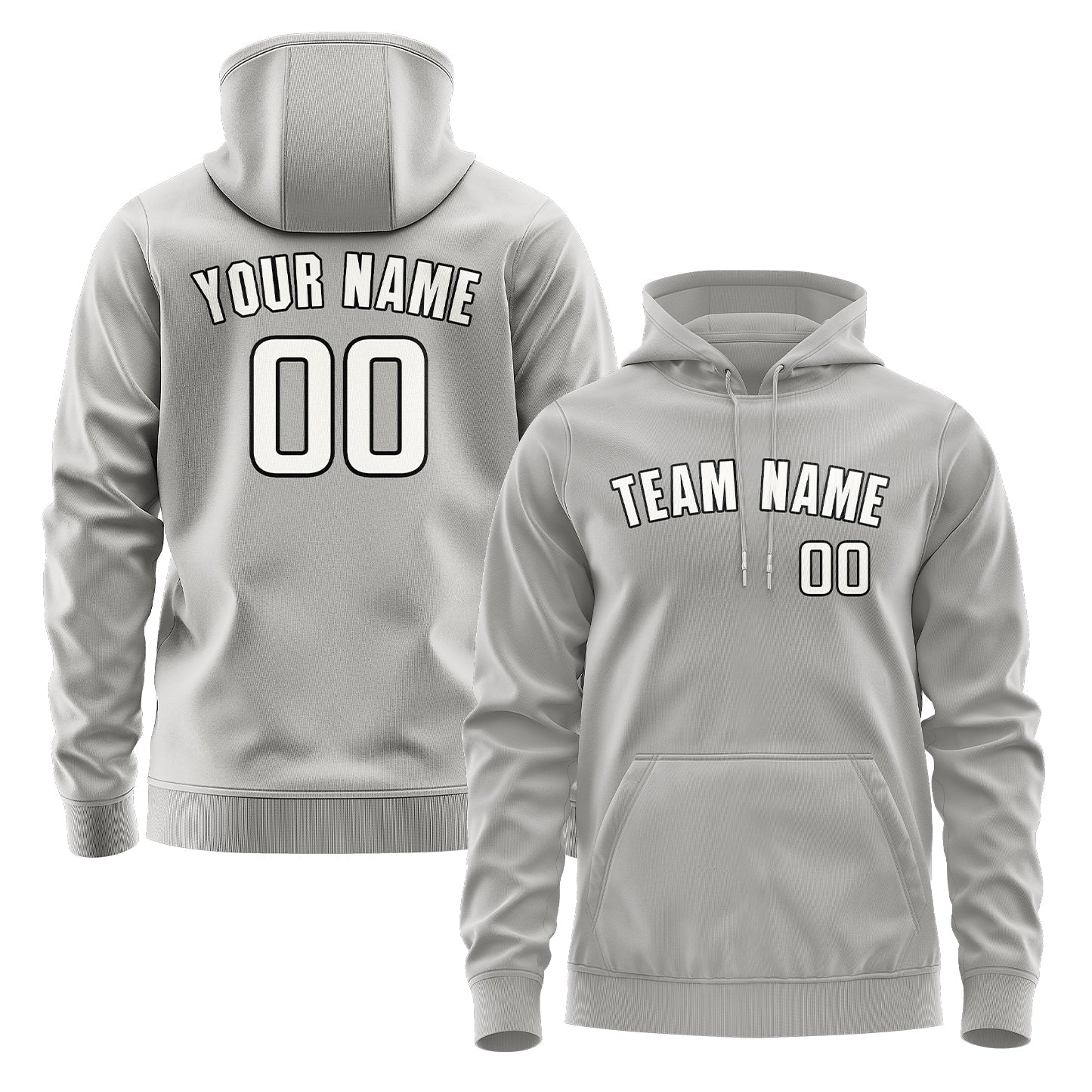 Custom Gray White Hoodie