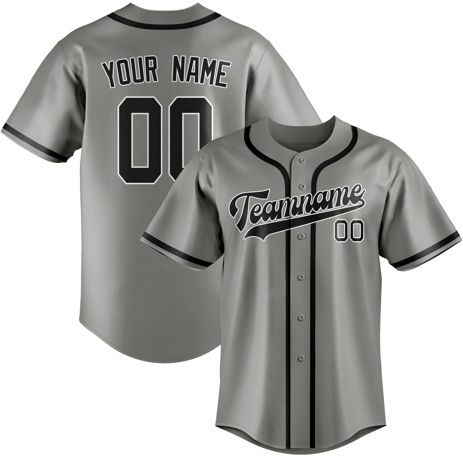 Custom Gray Black Baseball Jersey