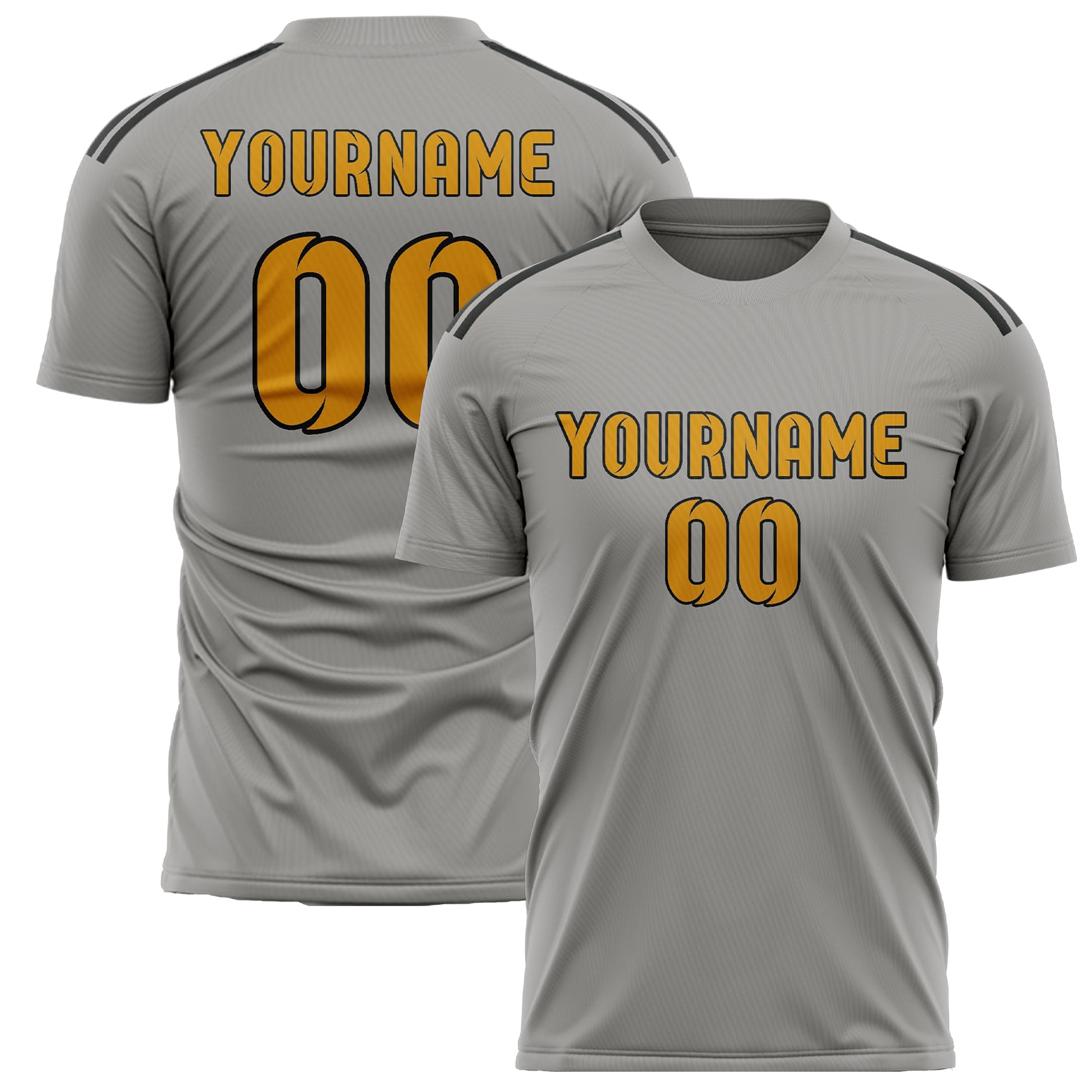 Custom Gray Yellow Soccer Jersey