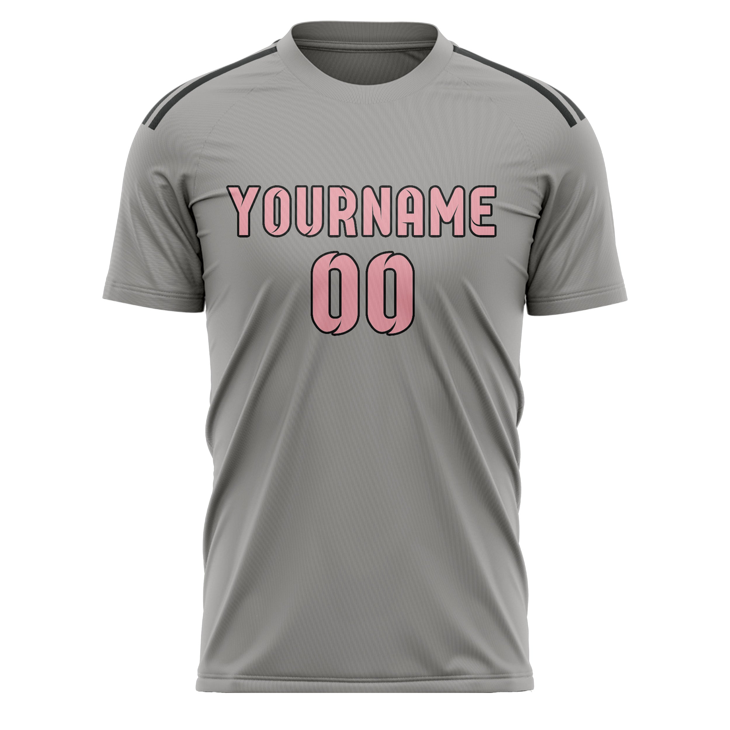 Custom Gray Light Pink Soccer Jersey