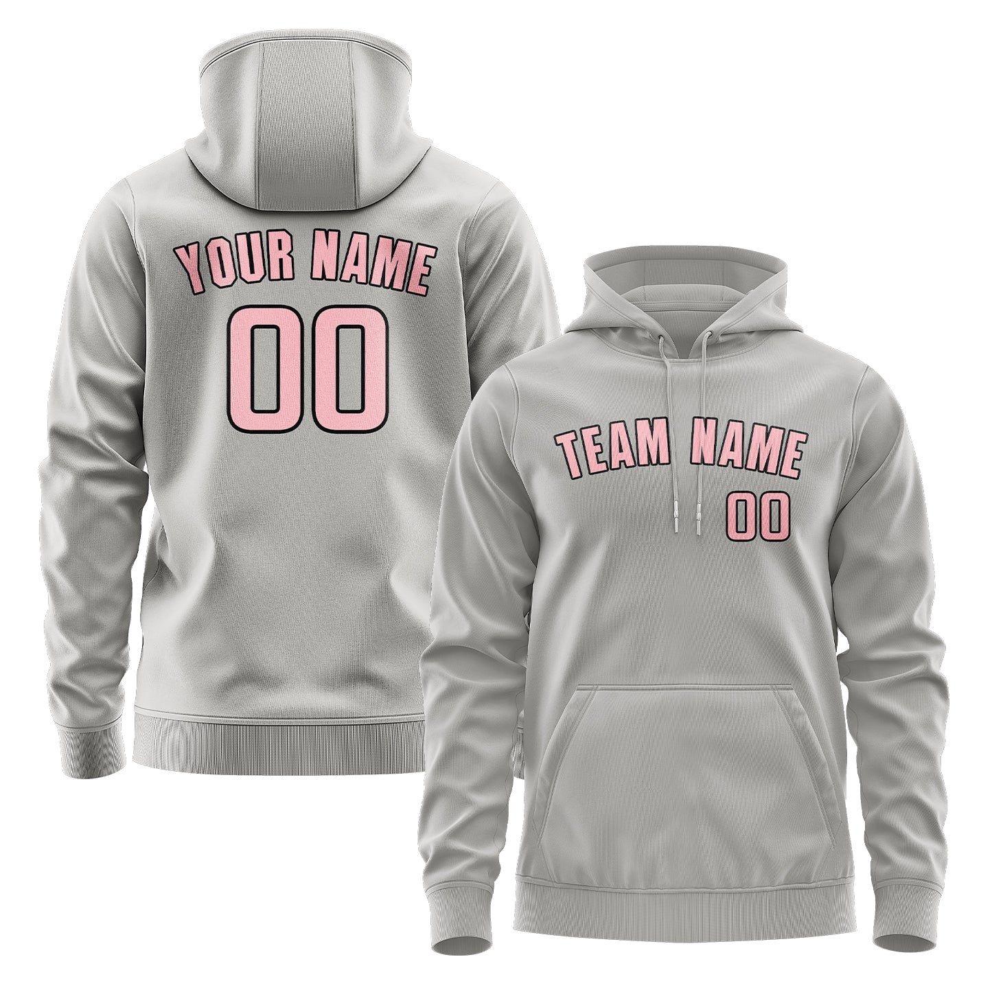 Custom Gray Light Pink Hoodie