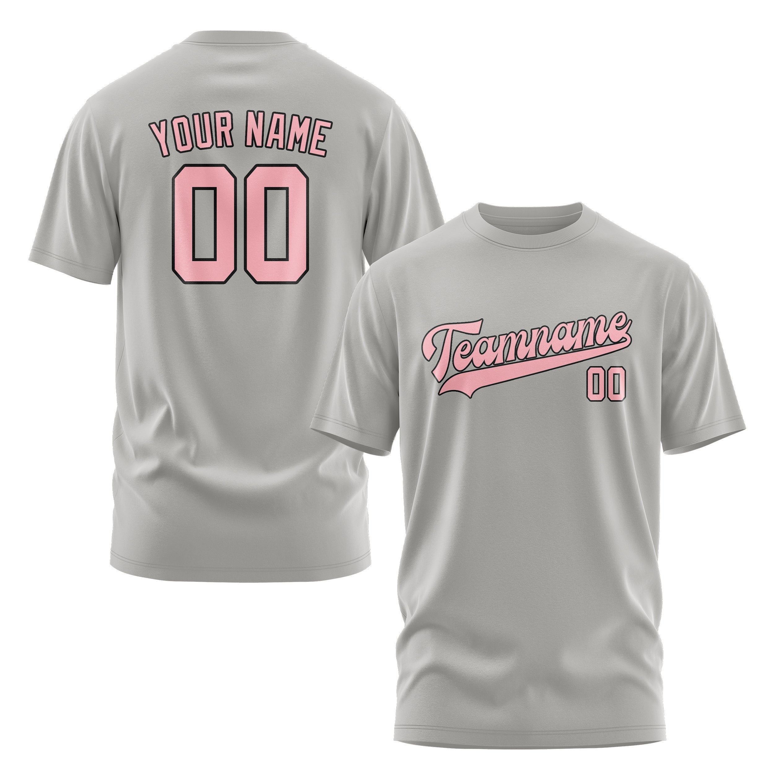 Custom Gray Light Pink T-Shirt