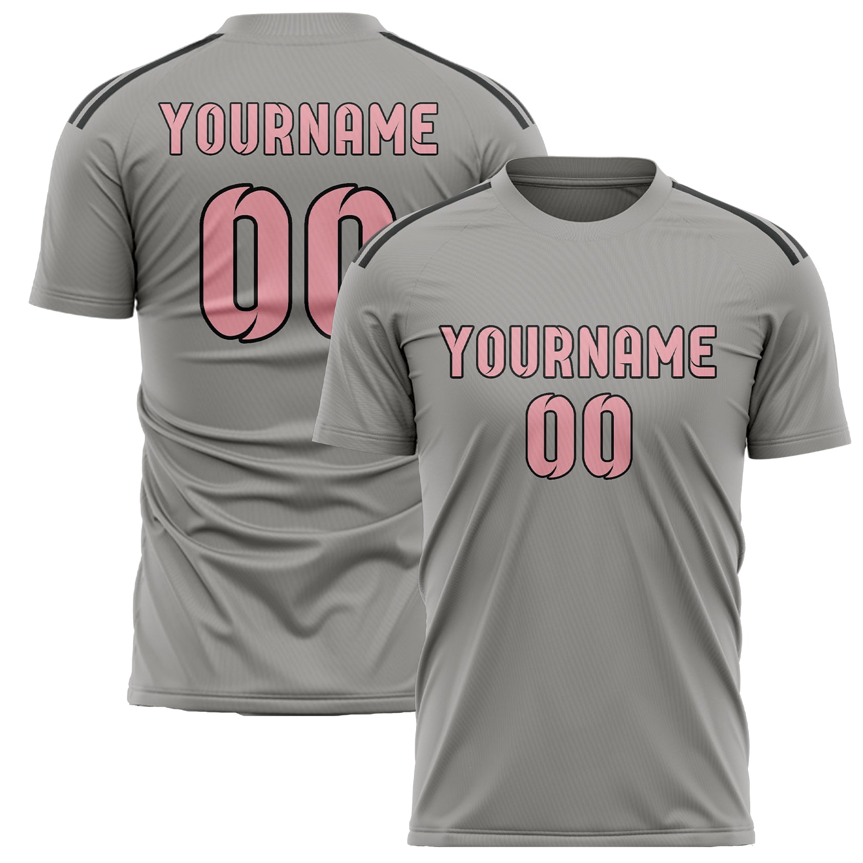 Custom Gray Light Pink Soccer Jersey