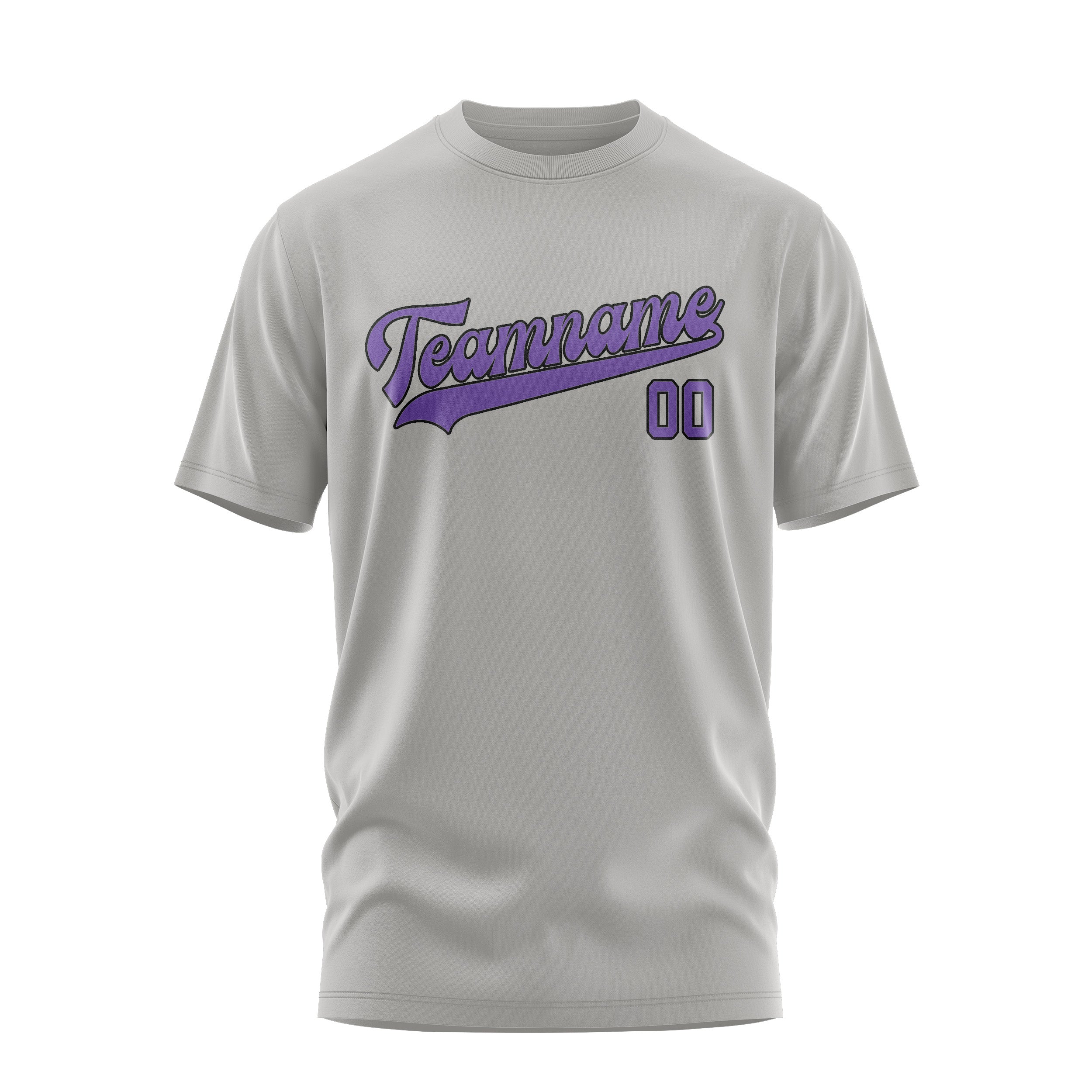 Custom Gray Light Purple T-Shirt