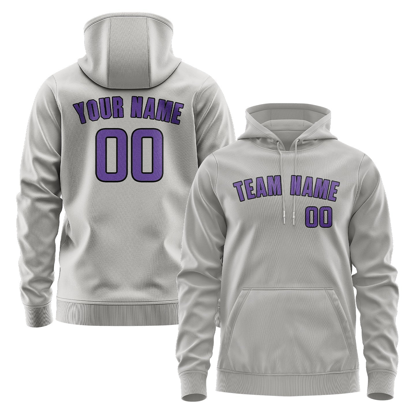 Custom Gray Light Purple Hoodie