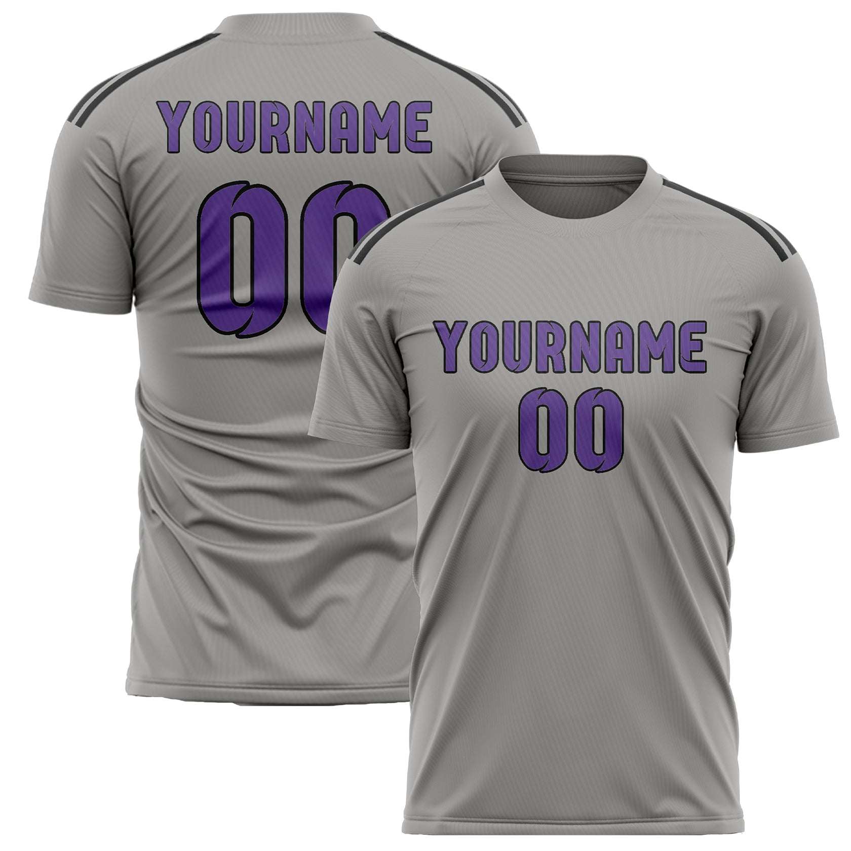 Custom Gray Light Purple Soccer Jersey