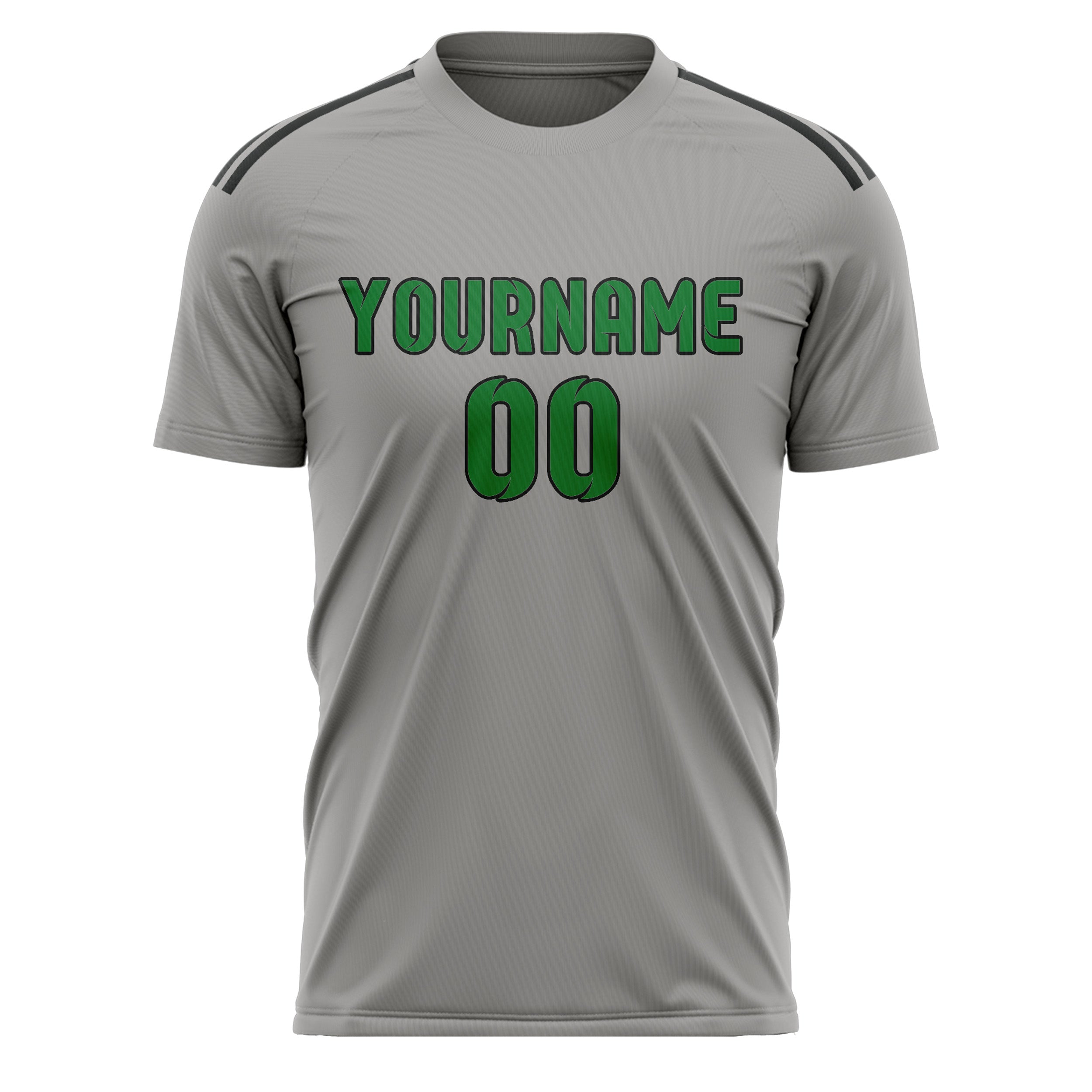 Custom Gray Emerald Green Soccer Jersey