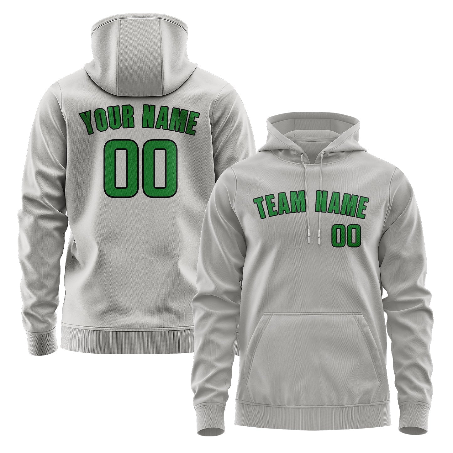 Custom Gray Emerald Green Hoodie