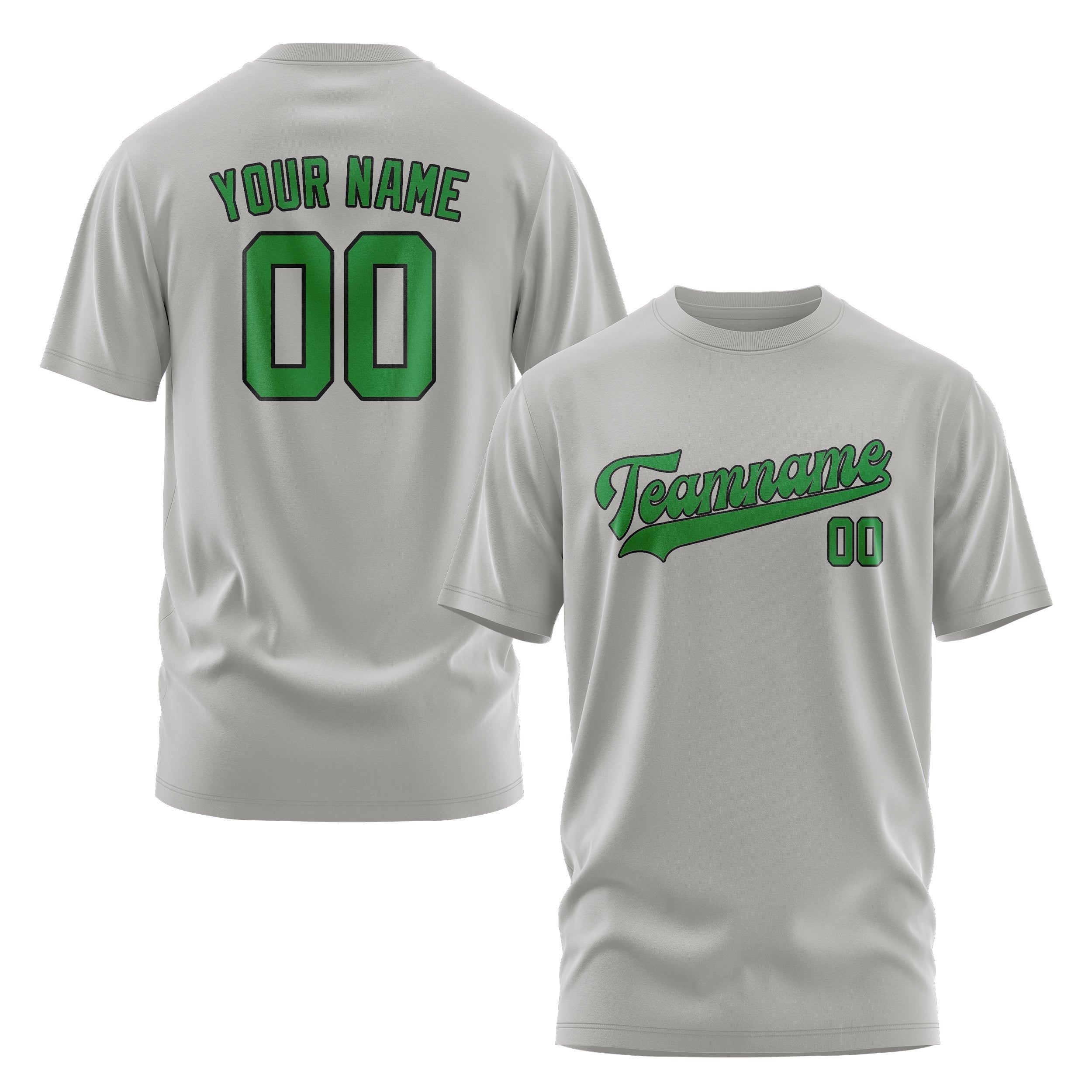 Custom Gray Emerald Green T-Shirt