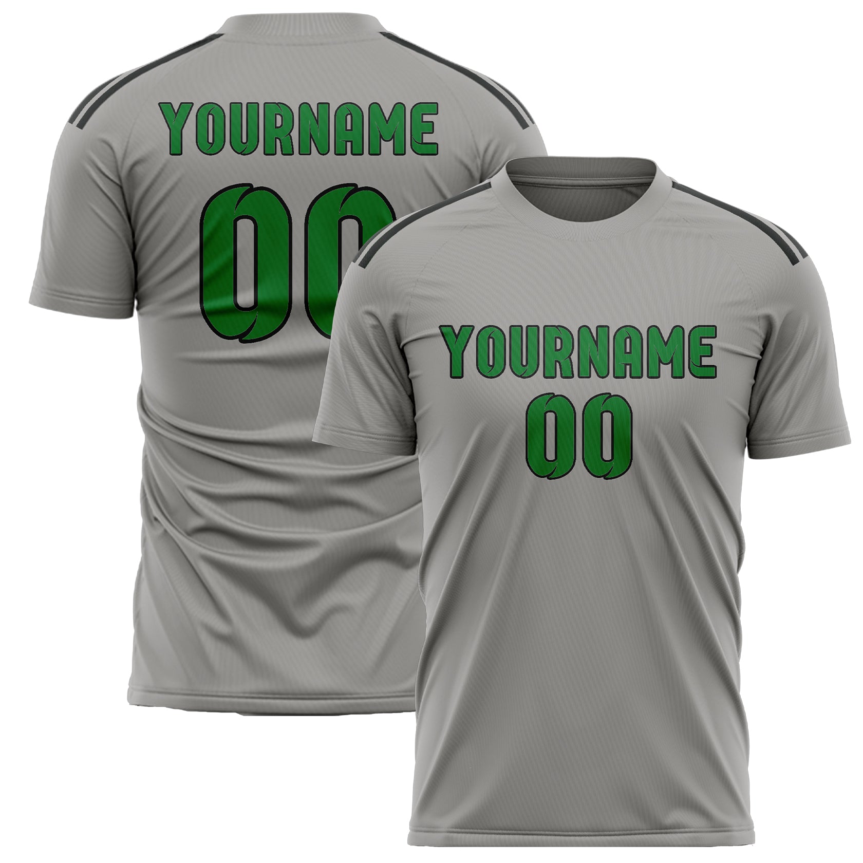 Custom Gray Emerald Green Soccer Jersey