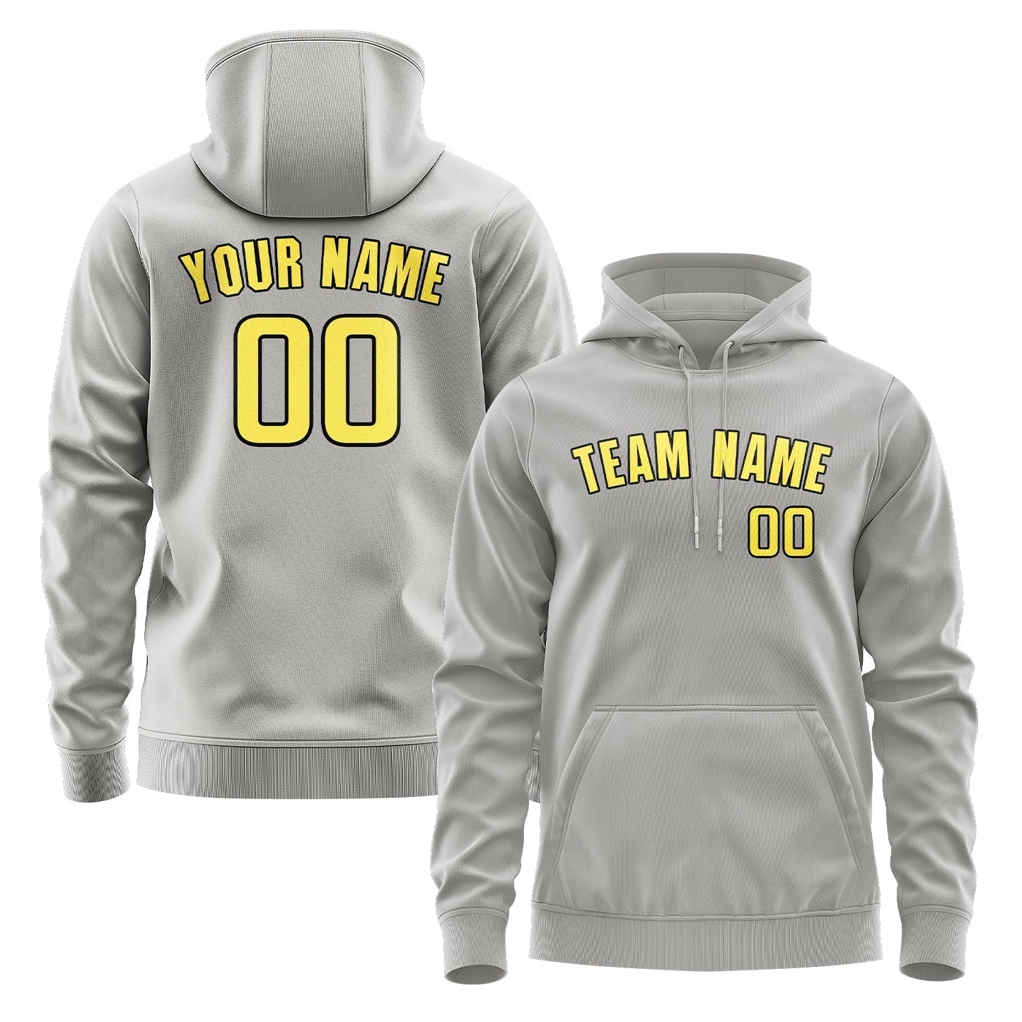Custom Gray Light Yellow Hoodie