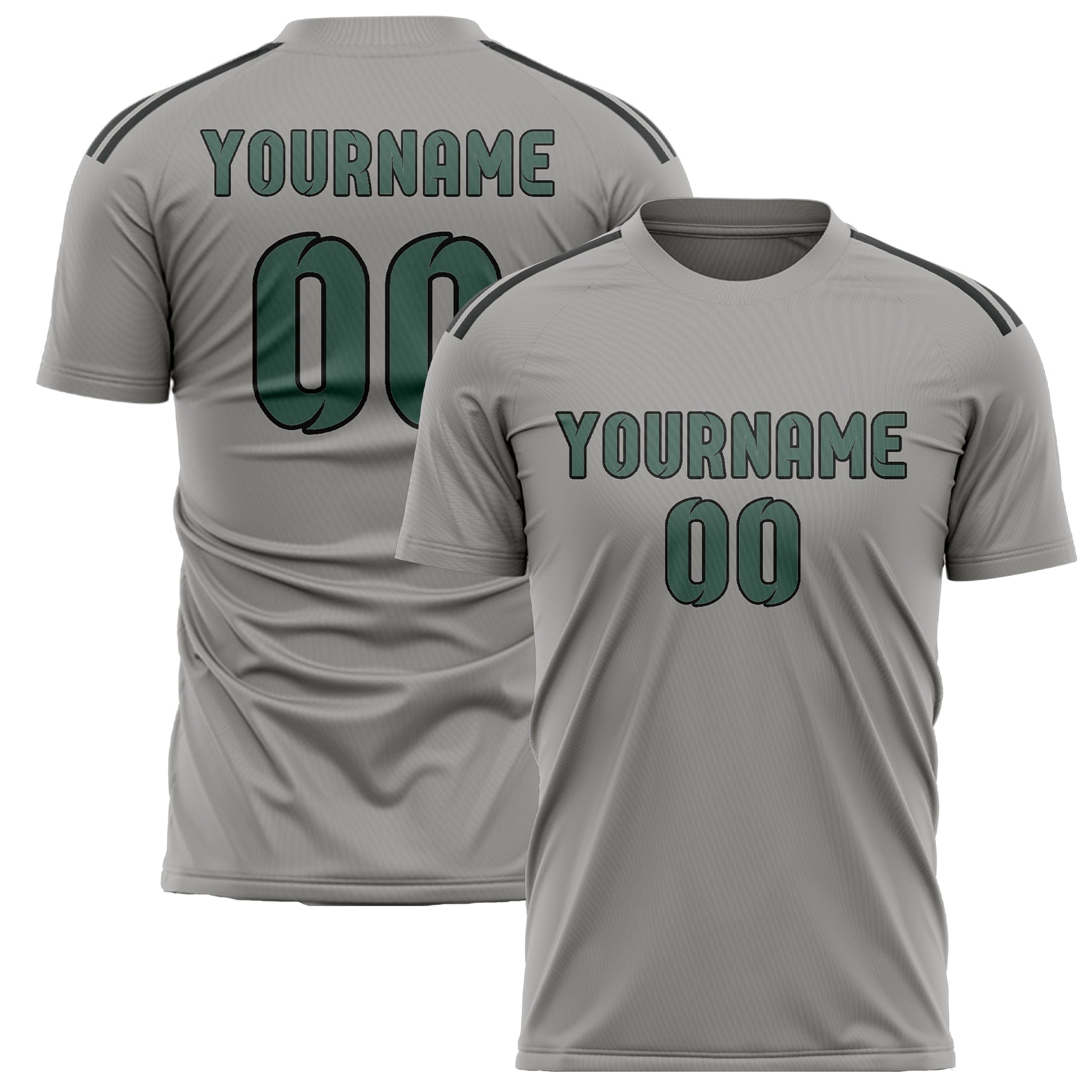 Custom Gray Blue Green Soccer Jersey